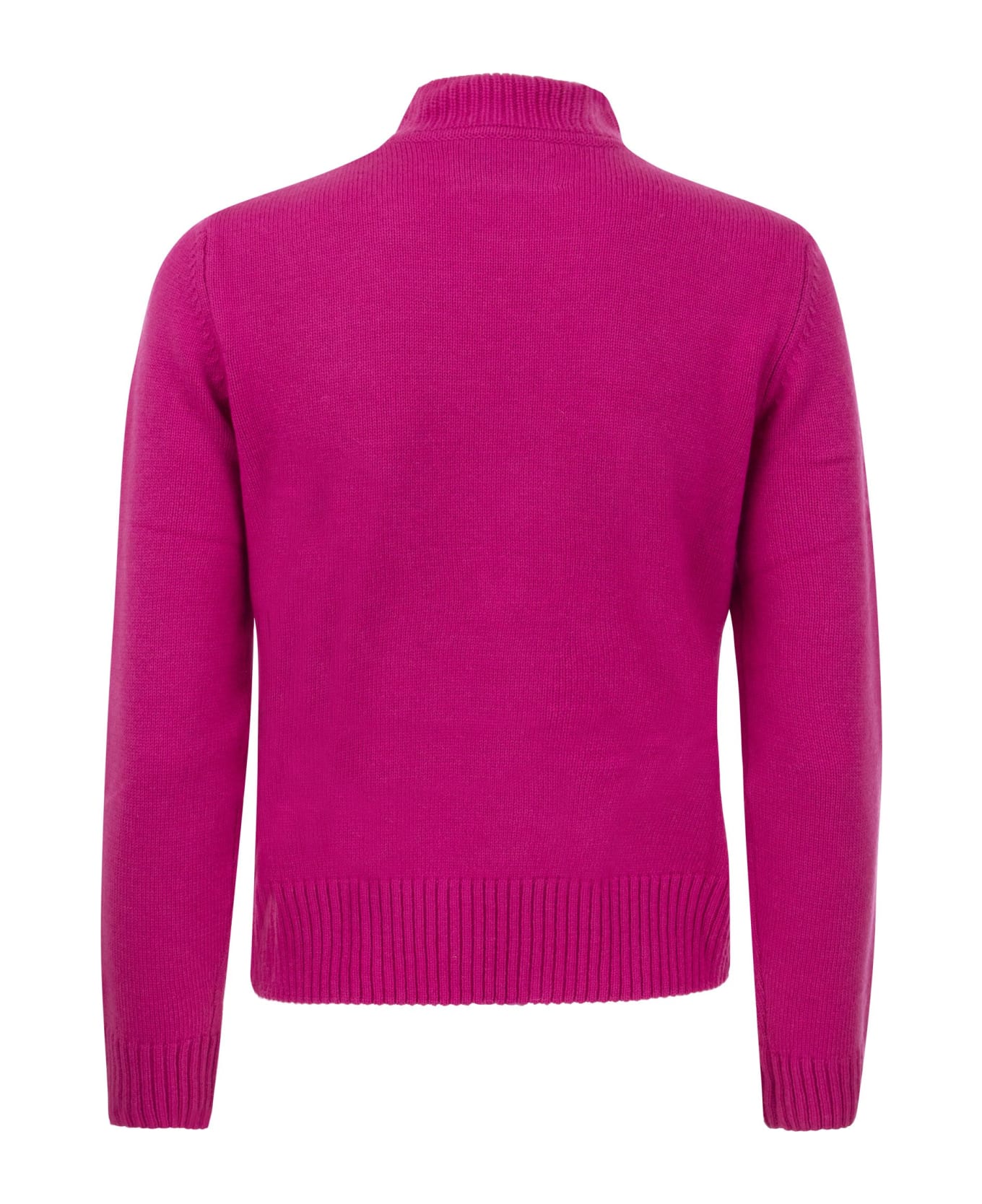 MC2 Saint Barth Wool And Cashmere Blend Jumper With Vintage Postcard Print - Fuxia