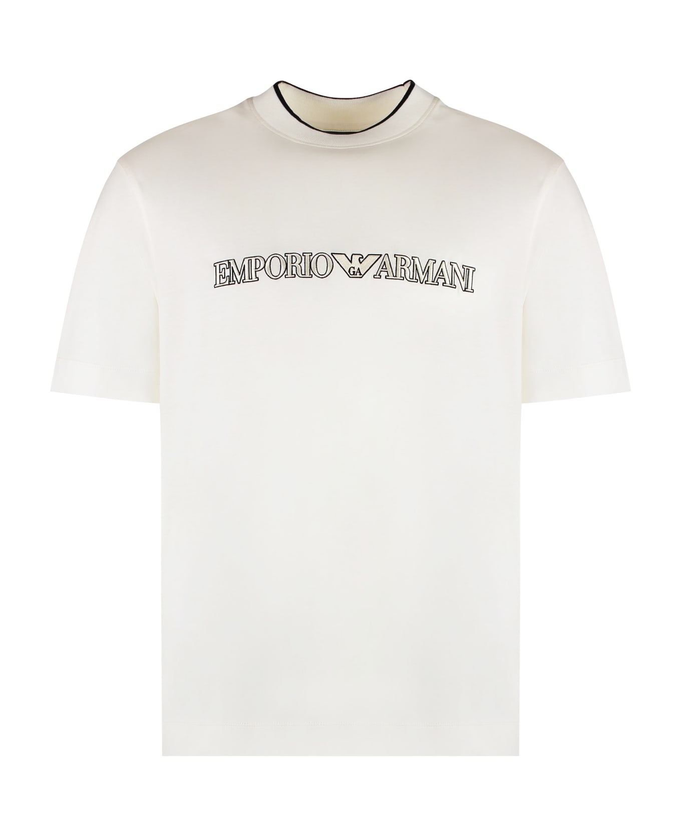 Emporio Armani Blend Cotton Crew-neck T-shirt - Logo Vanilla シャツ