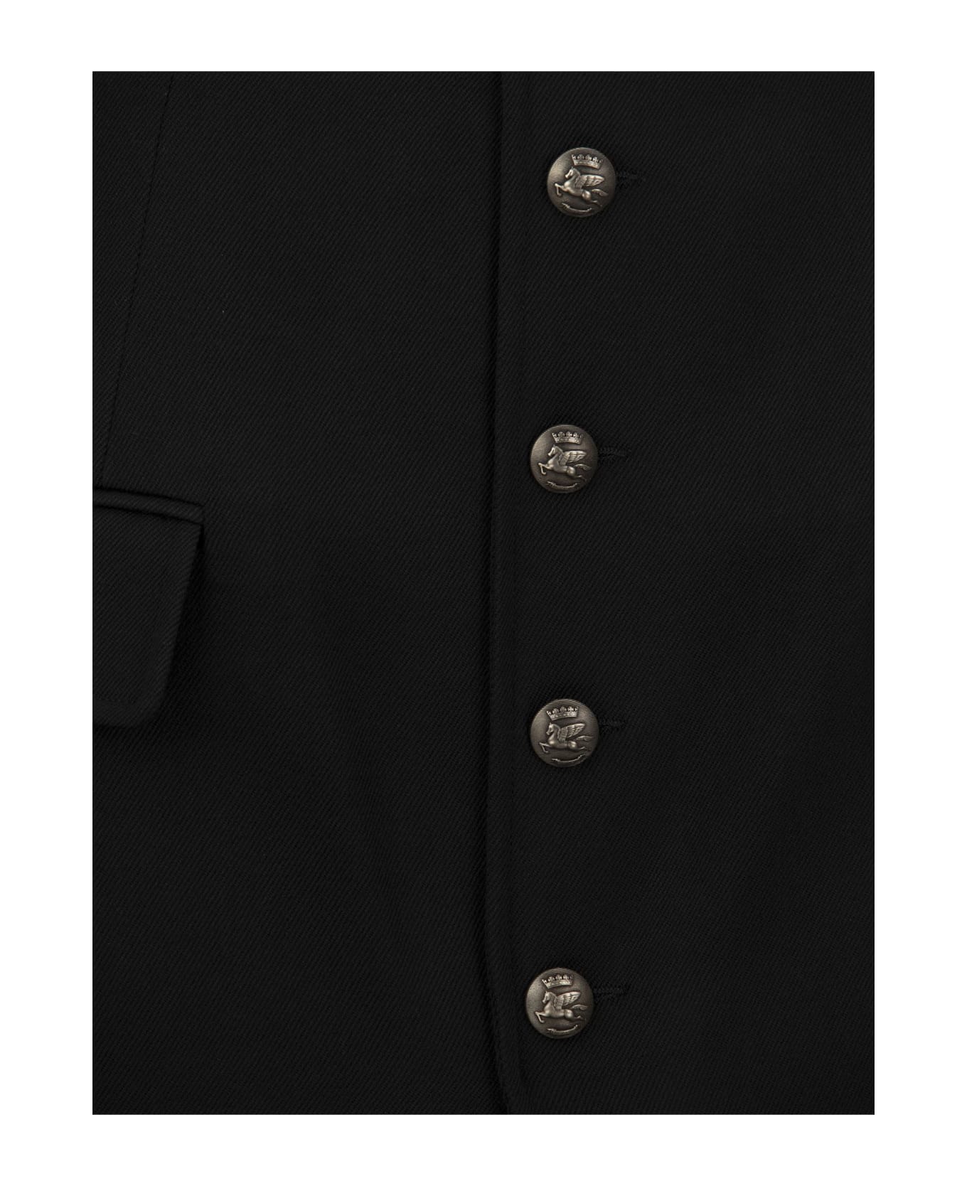 Etro Wool Skirt With Pegasus Buttons - Black