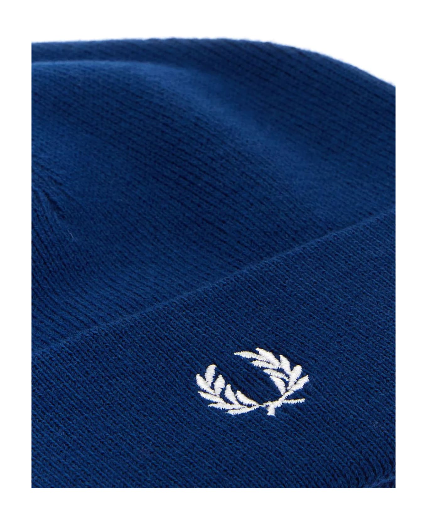 Fred Perry Electric Blue Wool Blend Beanie Hat - BLUE