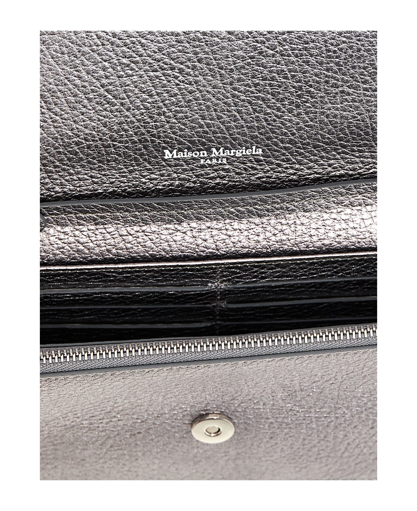 Maison Margiela 'four Stitches' Wallet On Chain - Silver