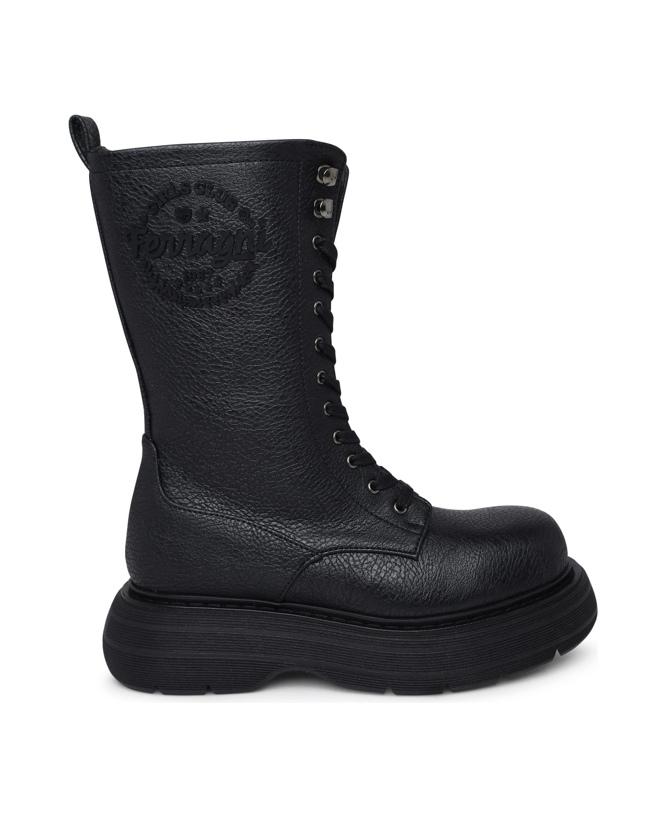 Chiara Ferragni 'ghirls' Black Hammered Leather Amphibious Boots - Black ブーツ