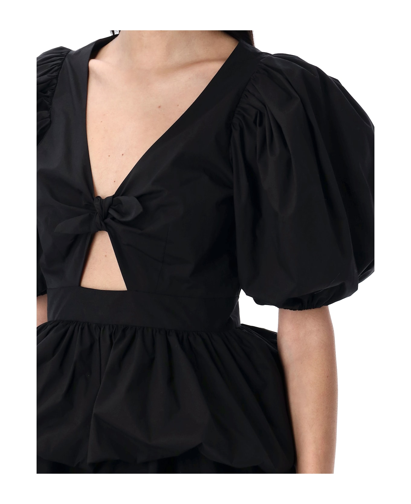 Rotate by Birger Christensen Puff Sleeve Bubble Top - BLACK