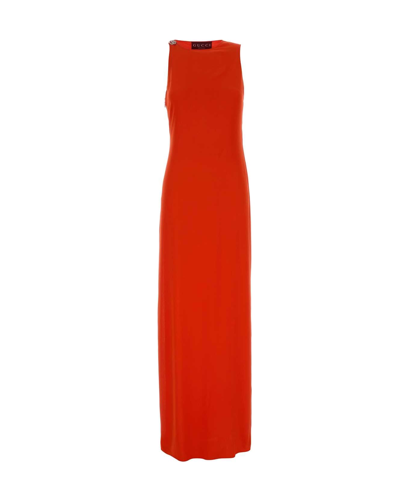 Gucci Fluo Orange Crepe Dress - ORANGE