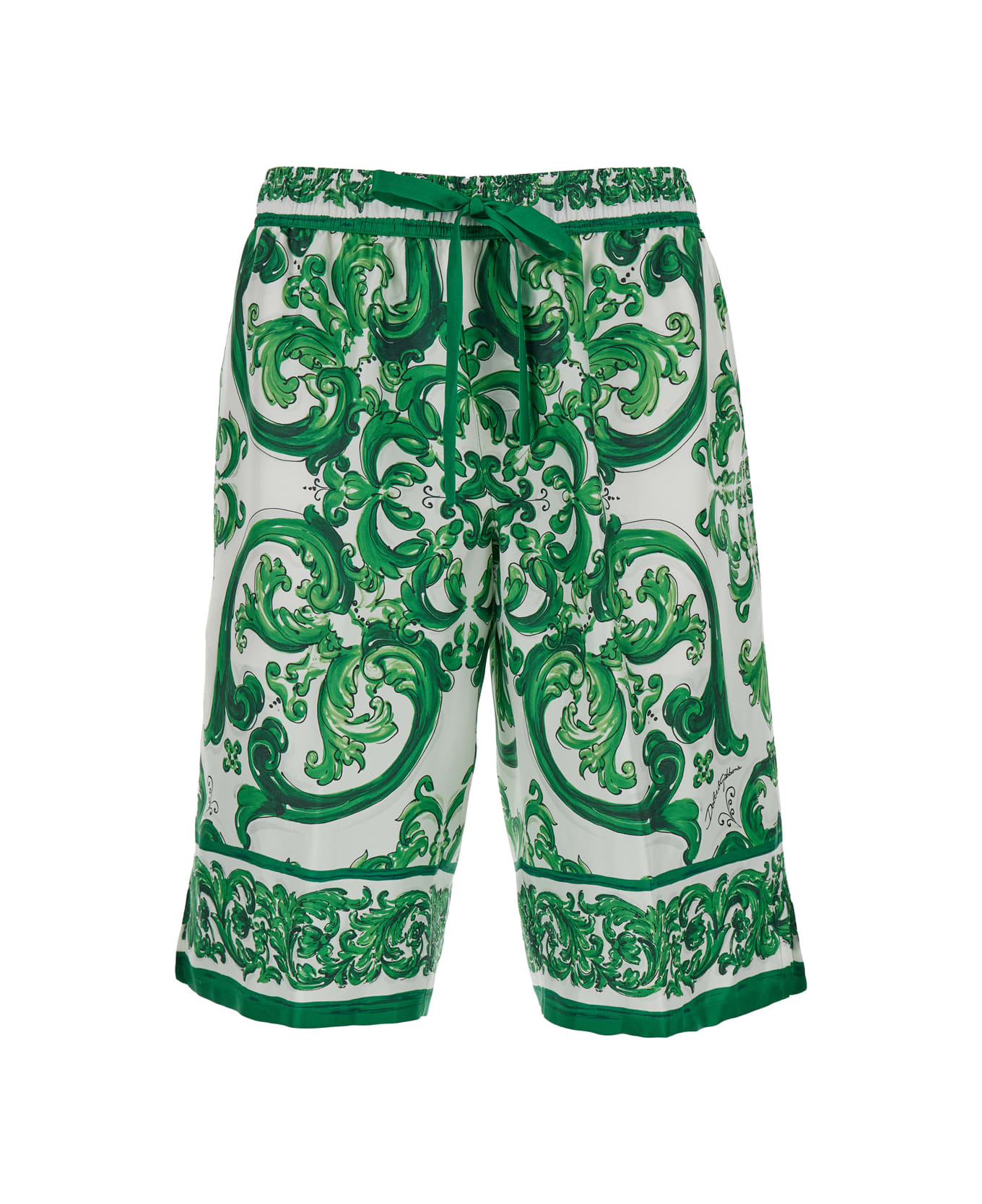 Dolce & Gabbana Maiolica Look 8 Stamoa Su Seta - Green ショートパンツ