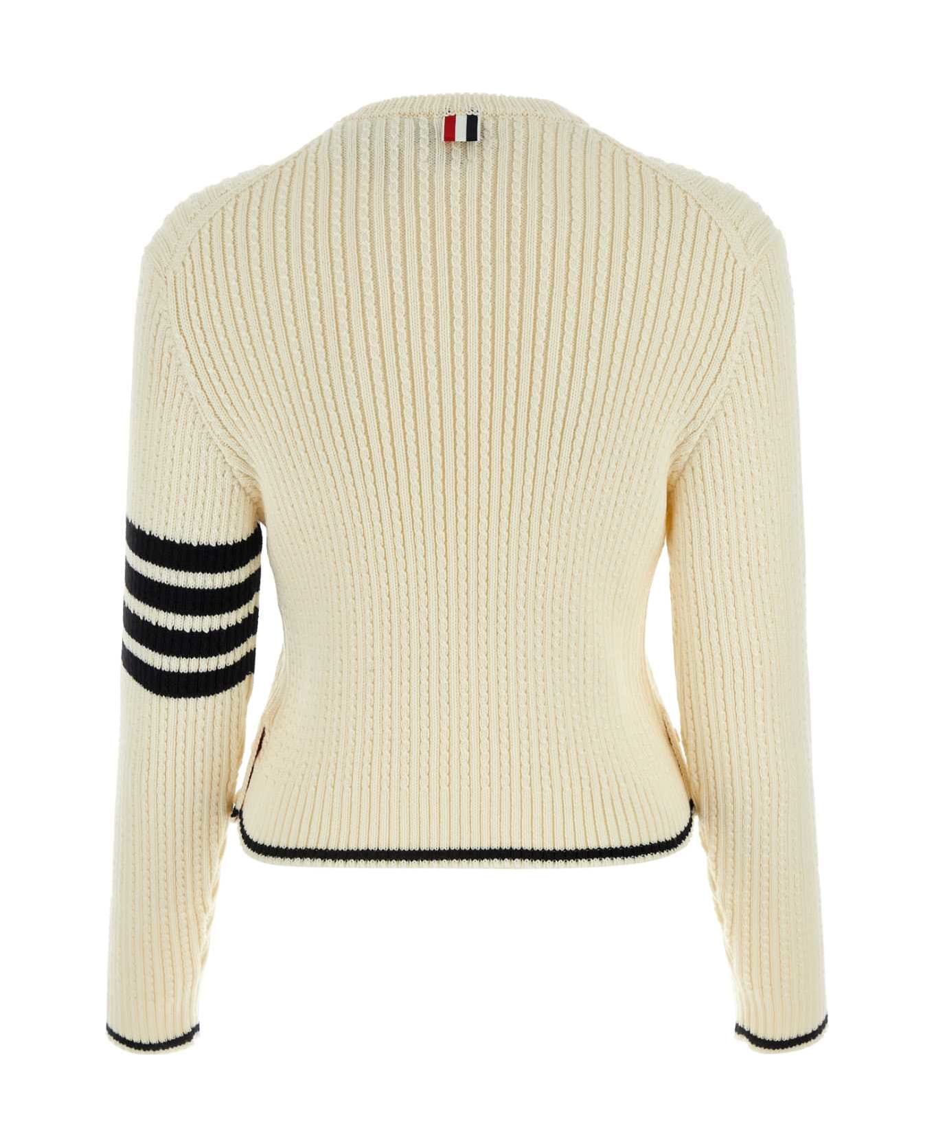 Thom Browne Ivory Wool Sweater - White