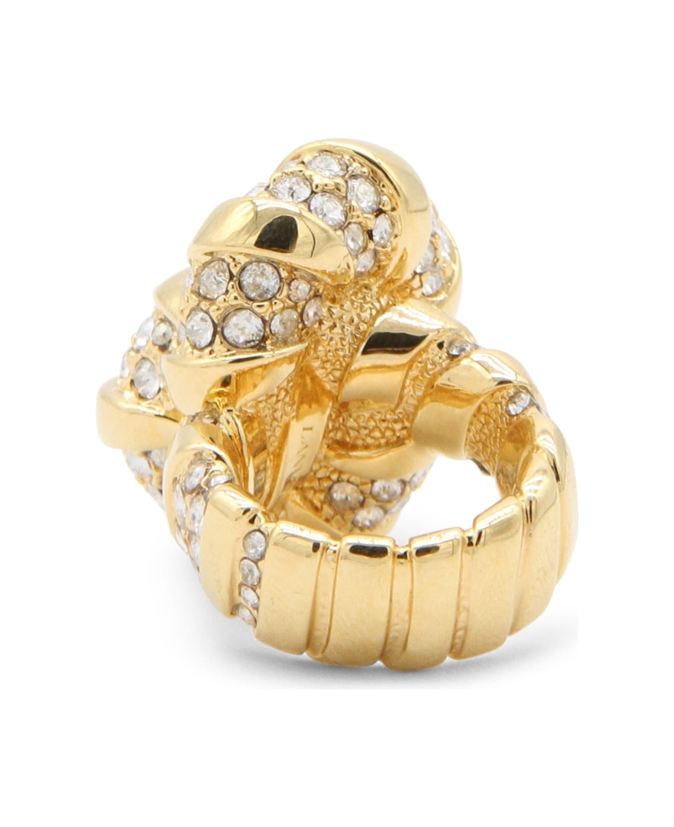 Lanvin Golden Brass Melodie Ring - GOLD/CRYSTAL