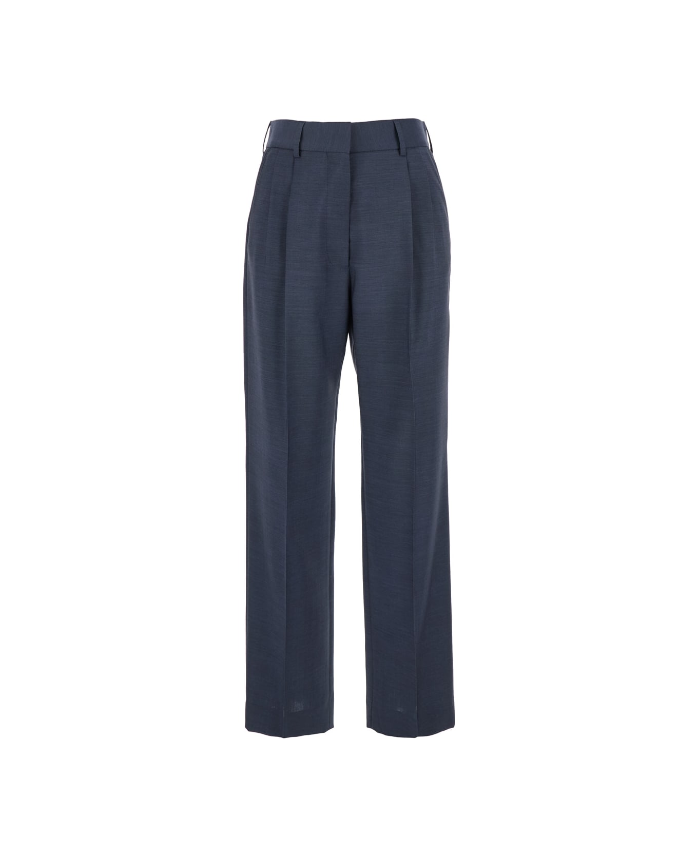 Blazé Milano 
aile
 Blue Pants With Belt Loops And Box-pleated Details In Wool Blend Woman - Blu