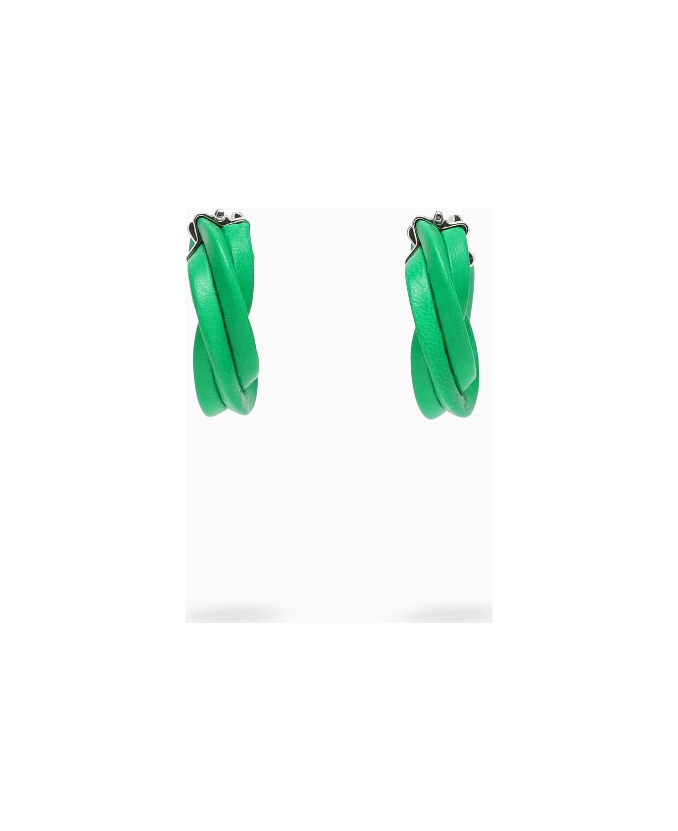 Bottega Veneta Green Twisted Hoop Earrings - Green
