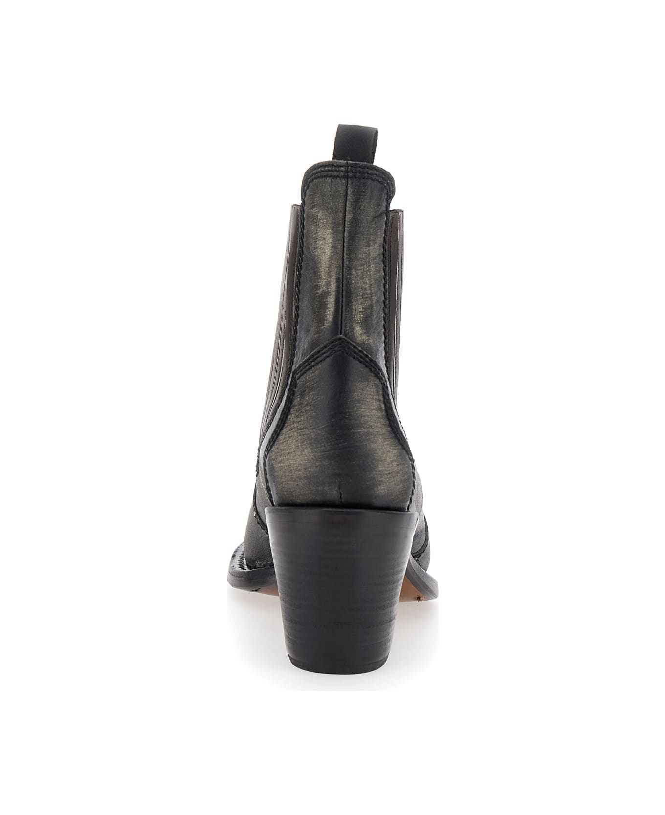 Dsquared2 
d2 X Magliano
 Black Ankle Boots With Elastic Panels On The Side In Leather Man - Black