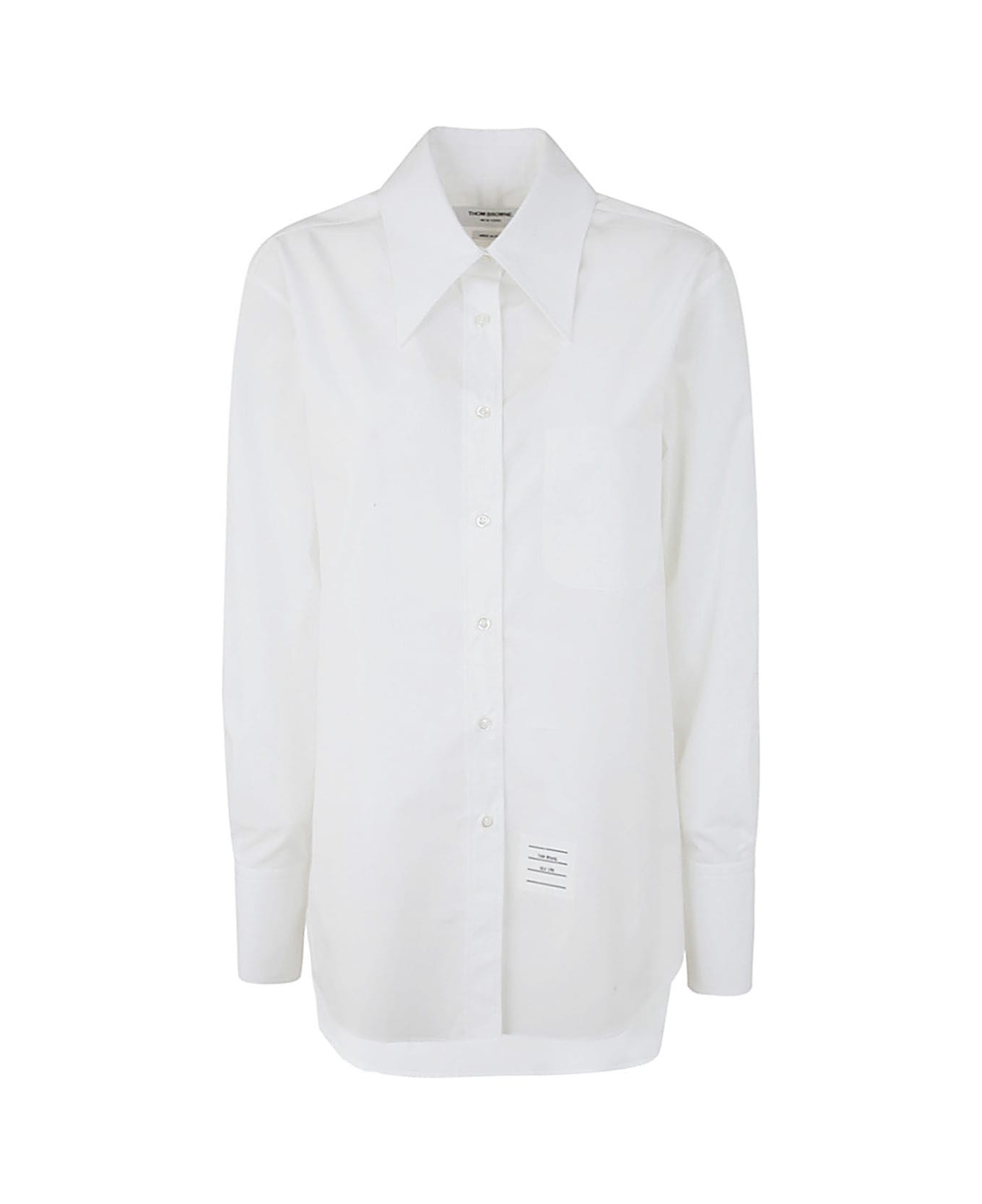 Thom Browne Exaggerated Easy Fit Point Collar Shirt In Poplin - White シャツ