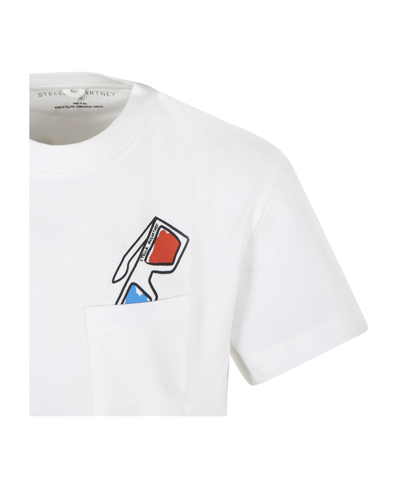 Stella McCartney Kids Ivory T-shirt For Boy With Glasses Print - Ivory