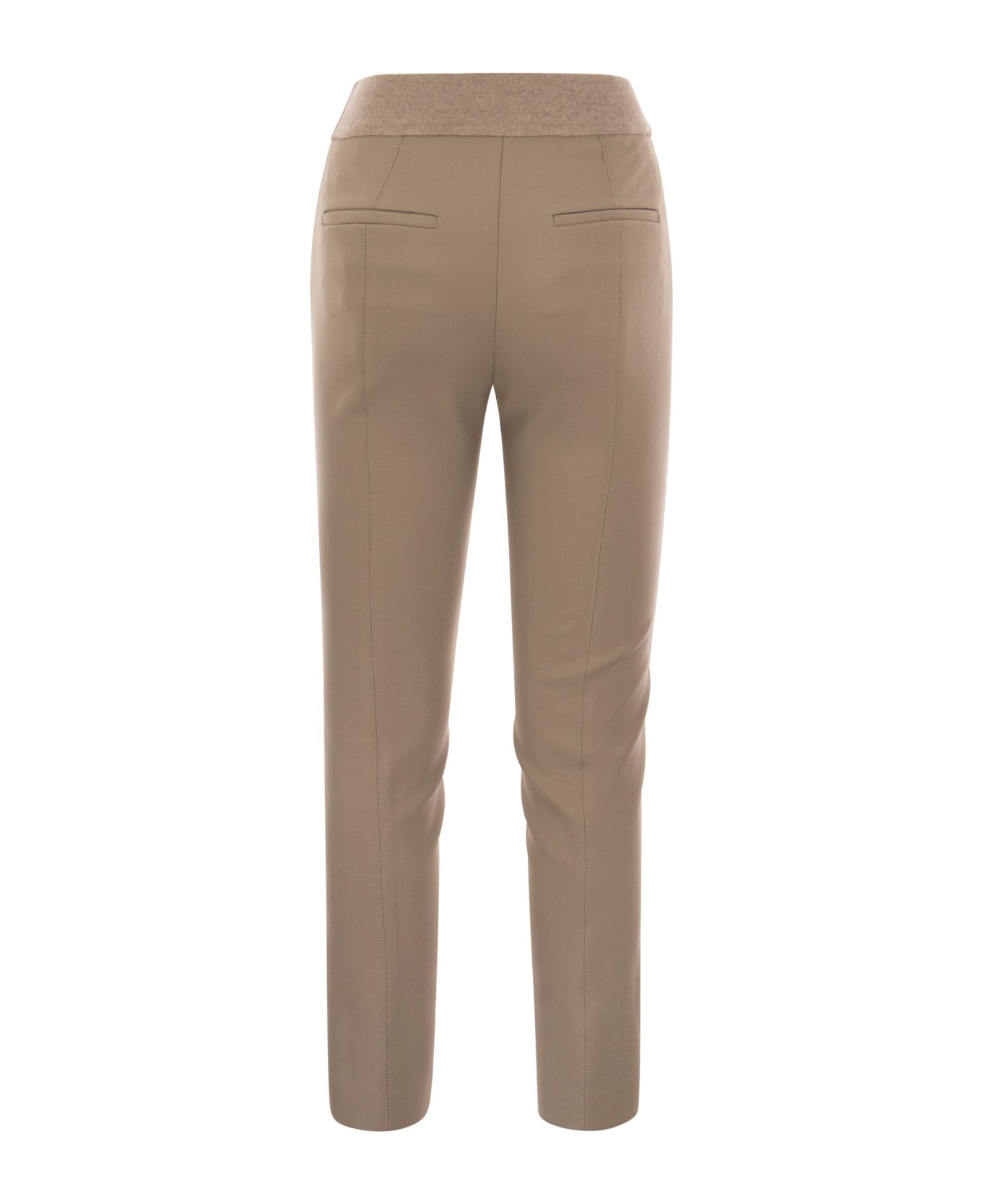 Peserico Stretch Gabardine Cigarette Trousers - Sand