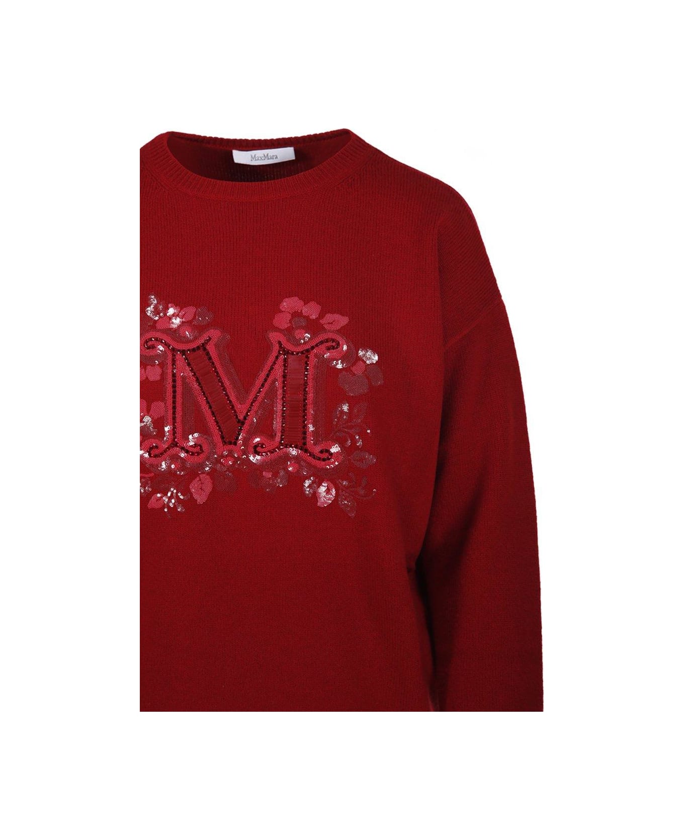 Max Mara Logo Embellished Crewneck Jumper - Red