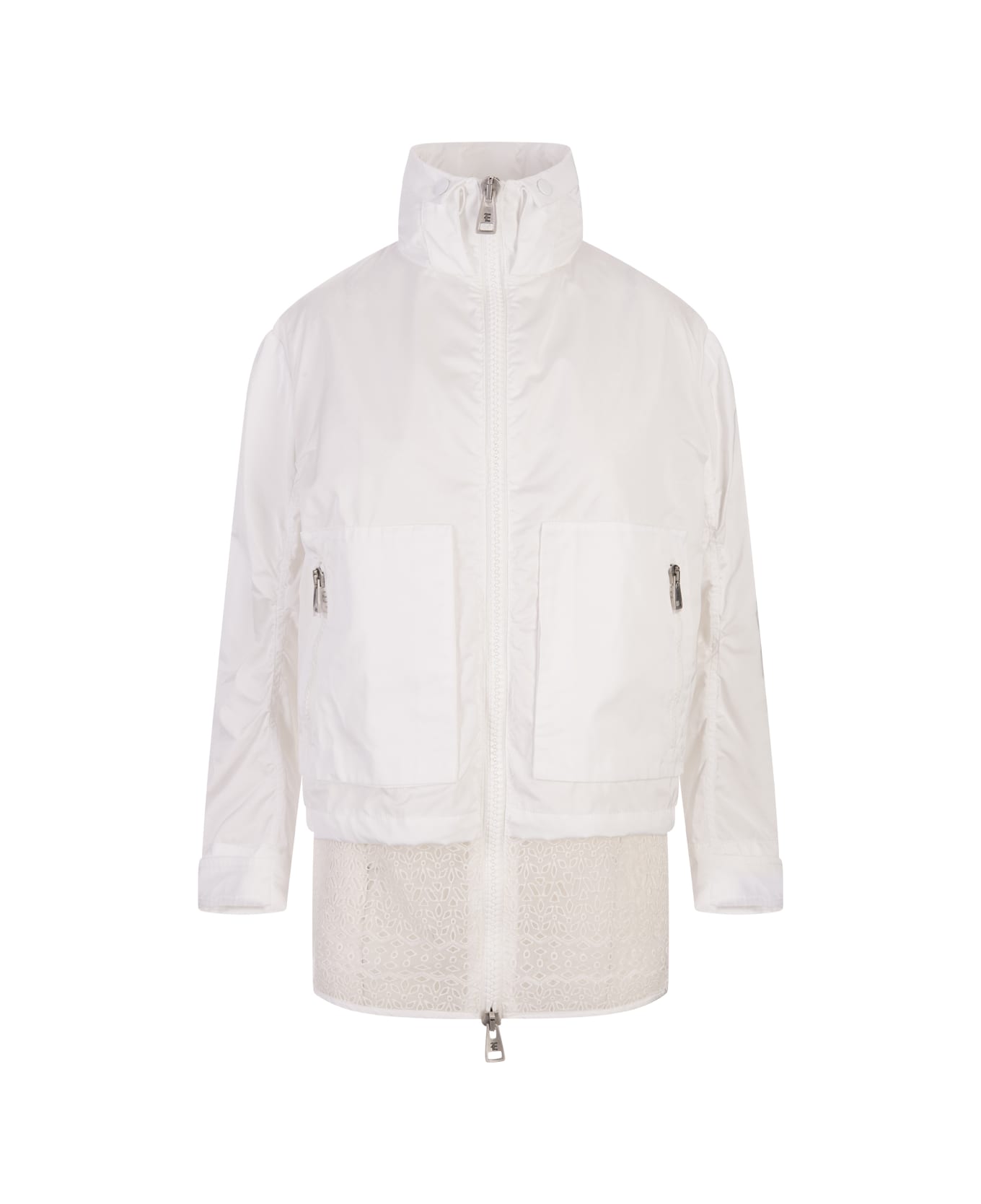 Ermanno Scervino White Windbreaker Jacket With Sangallo Lace - White