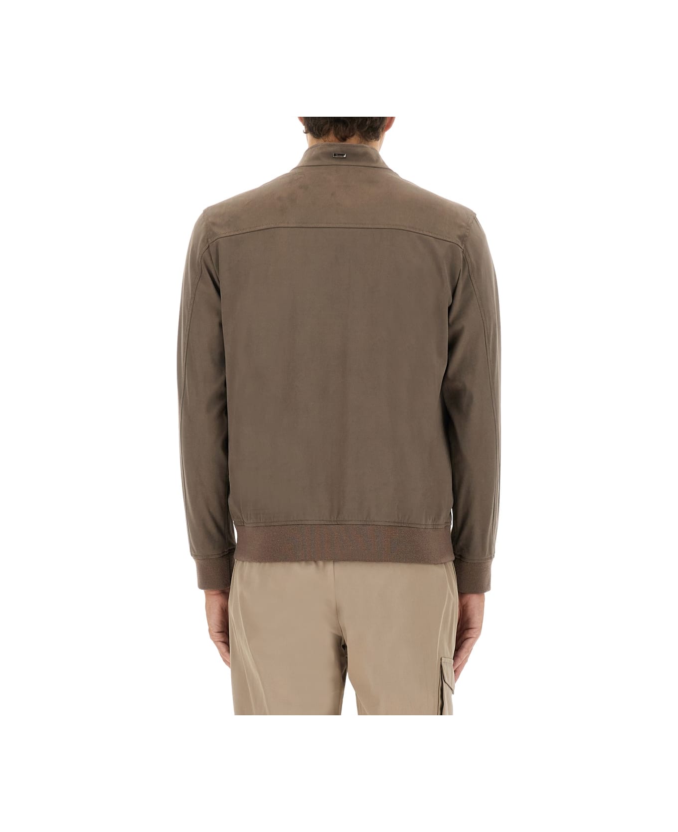 Herno "resort" Bomber Jacket In Suede Alternatives - BROWN