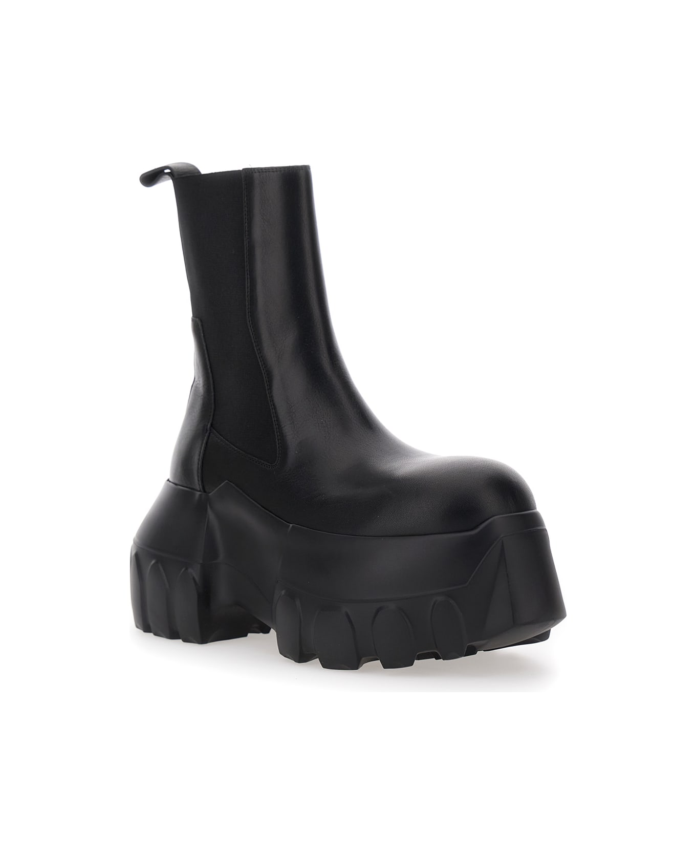 Rick Owens 'beatle Mega Tractor' Black Boots With Oversized Platform In Leather Woman - Black