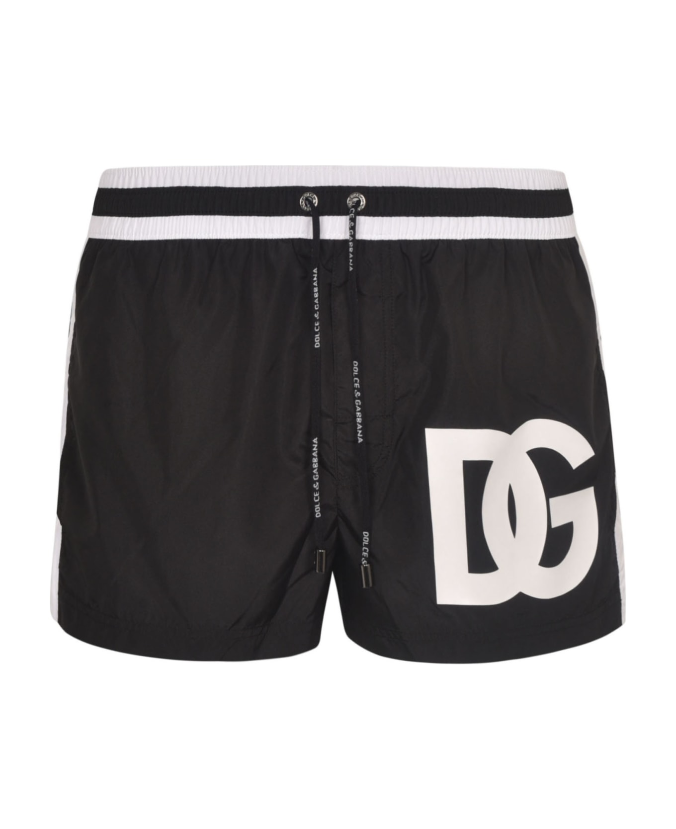 Dolce & Gabbana Drawstring Waist Logo Boxer Shorts - Black/White