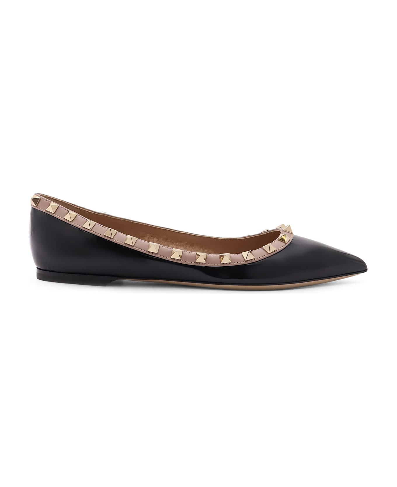 Valentino Garavani Rockstud Patent Leather Ballerinas - Black