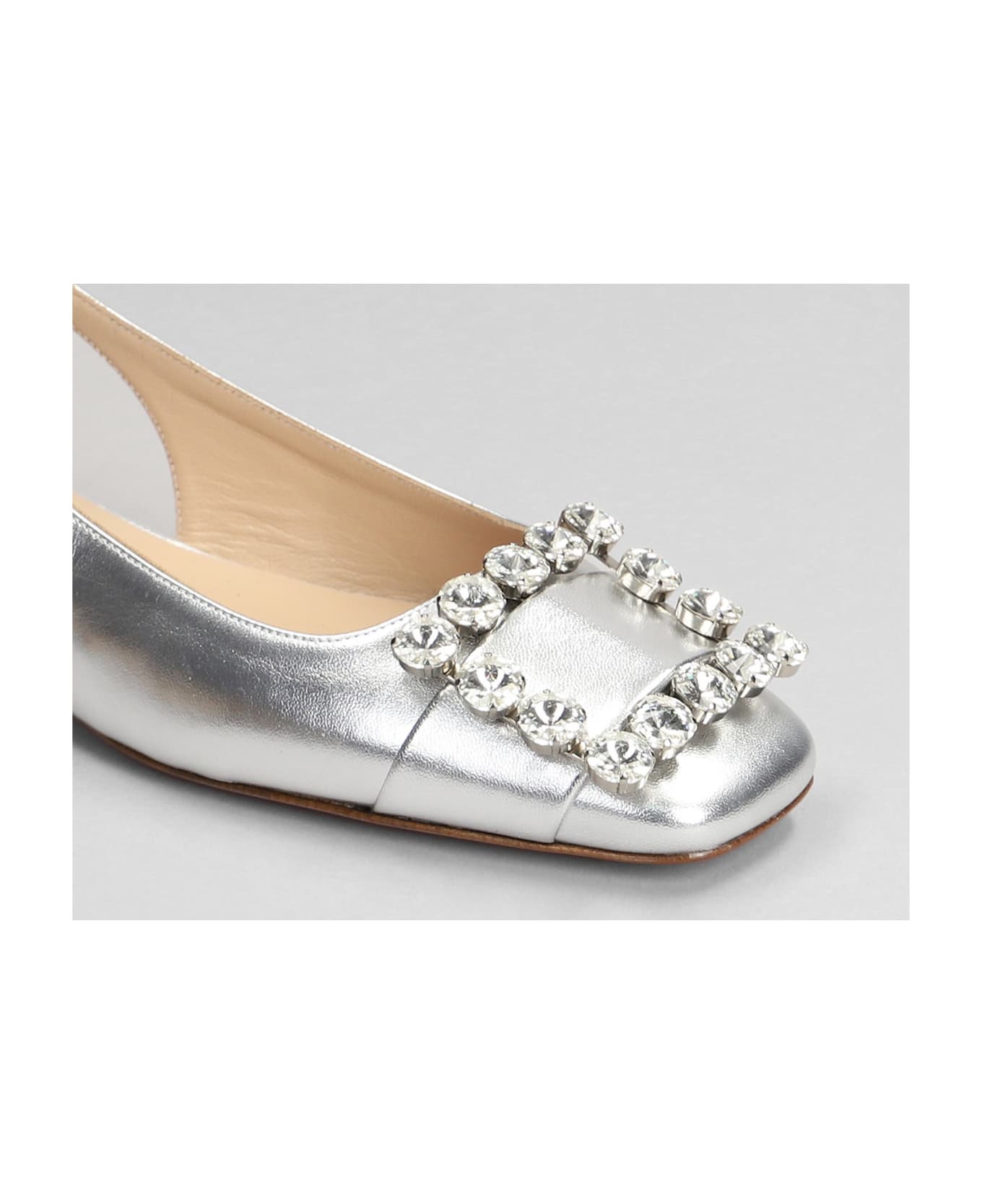 Roberto Festa Alaia Ballet Flats In Silver Leather - silver フラットシューズ