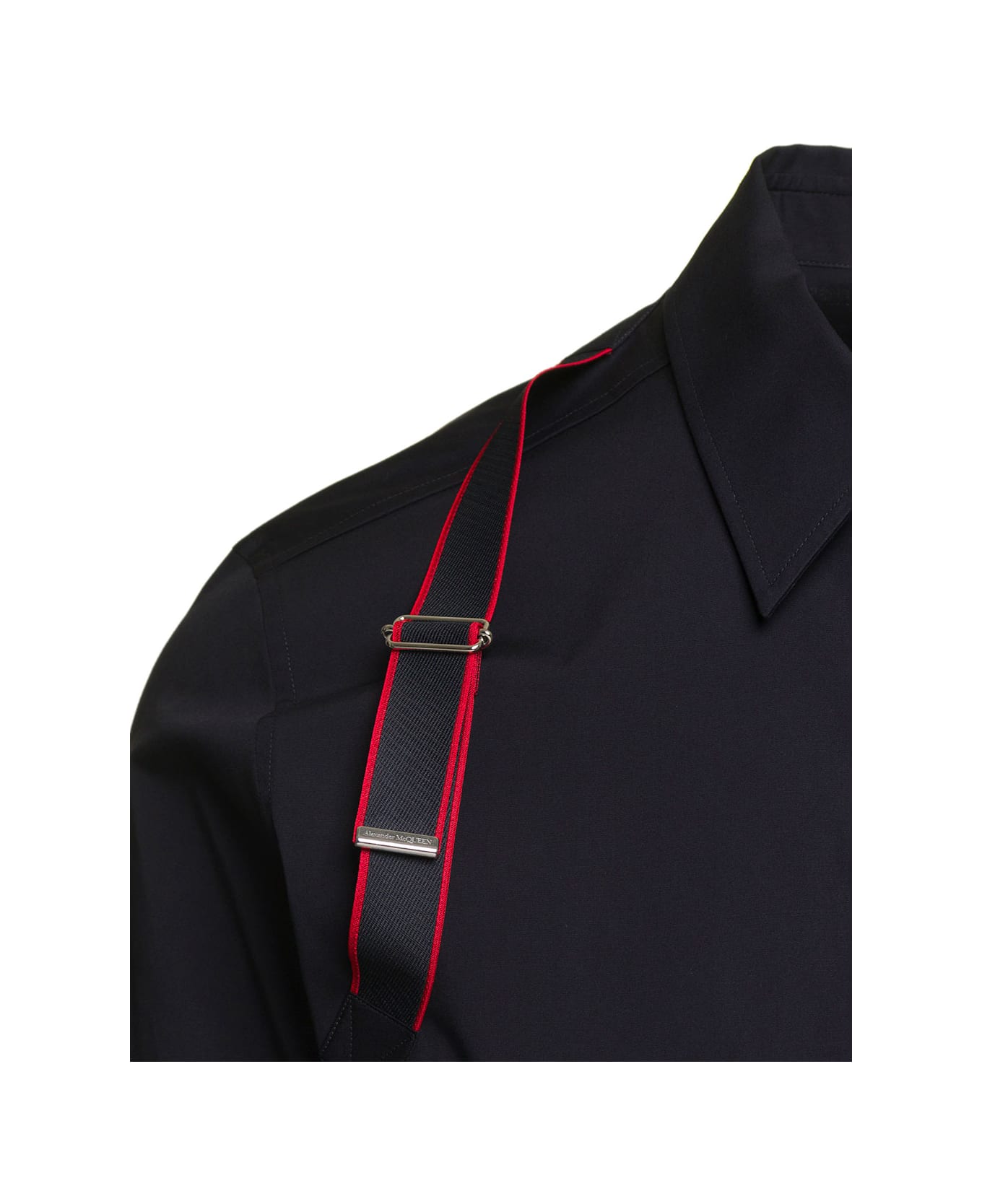 Alexander McQueen Black Shirt With Harness Detail In Stretch Cotton Man - Black