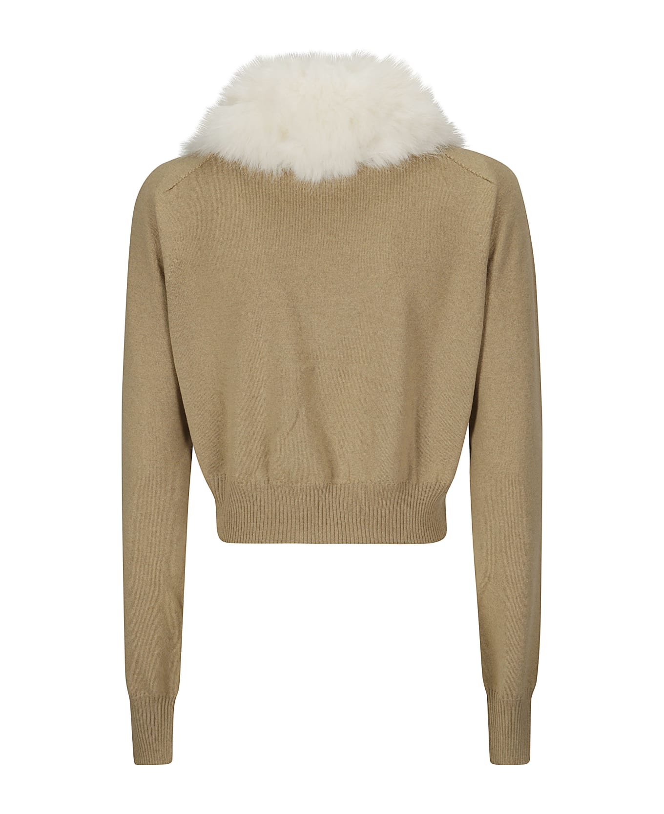 SportMax Sport Knitted And Fur Cardigan - BROWN