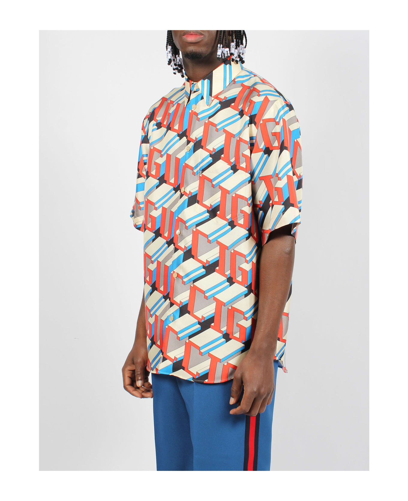 Gucci Pixel Print Silk Shirt - Multicolour