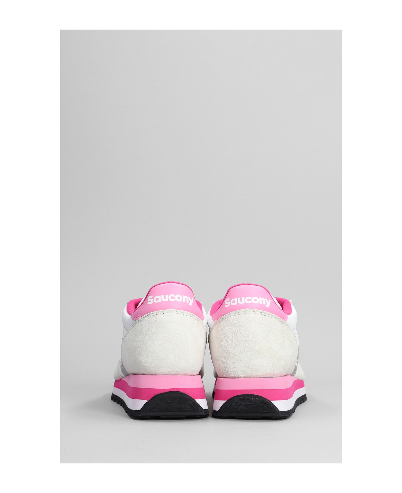 Saucony Jazz Triple Sneakers In White Suede And Fabric - White/gray/pink ウェッジシューズ