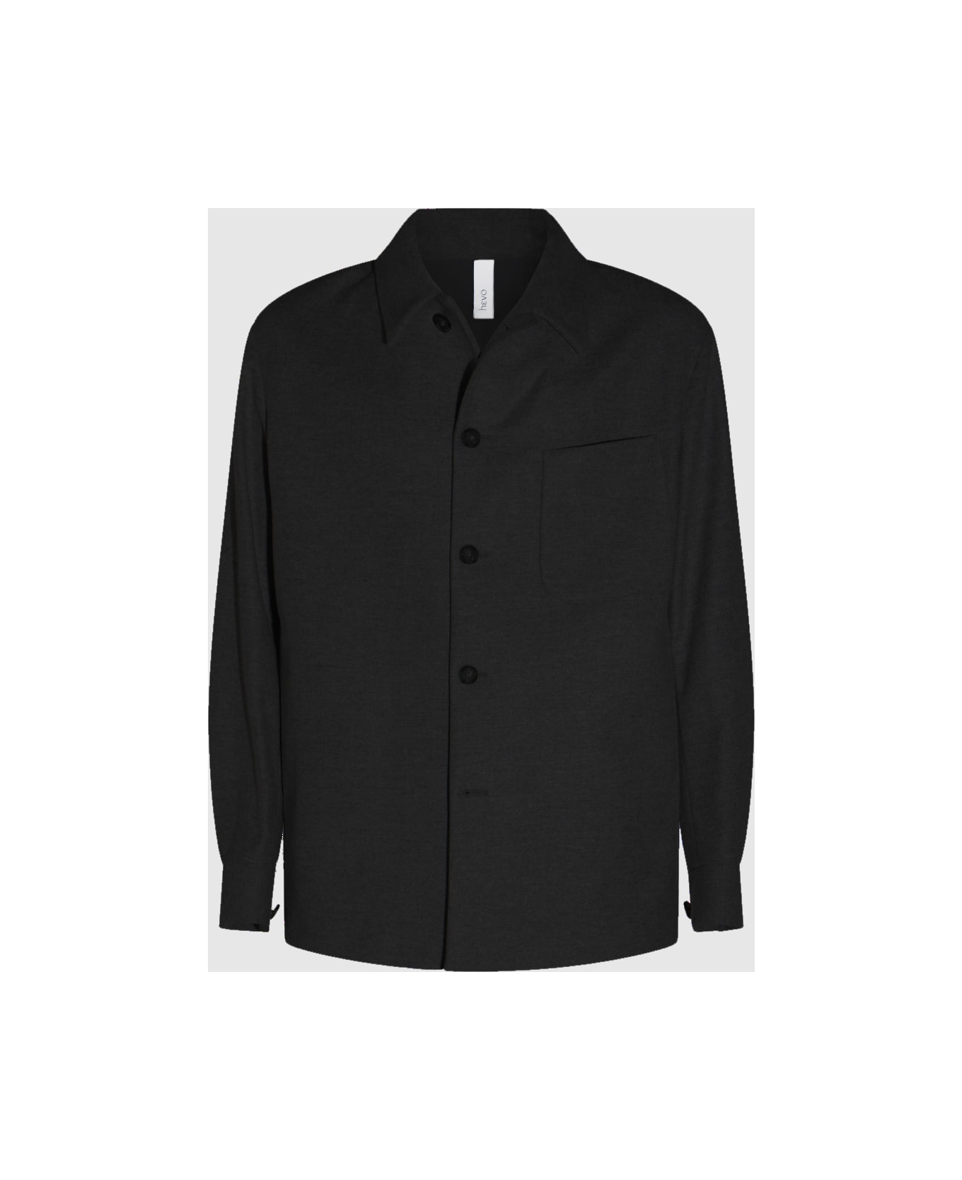 Hevò Black Wool Casual Jacket - Black