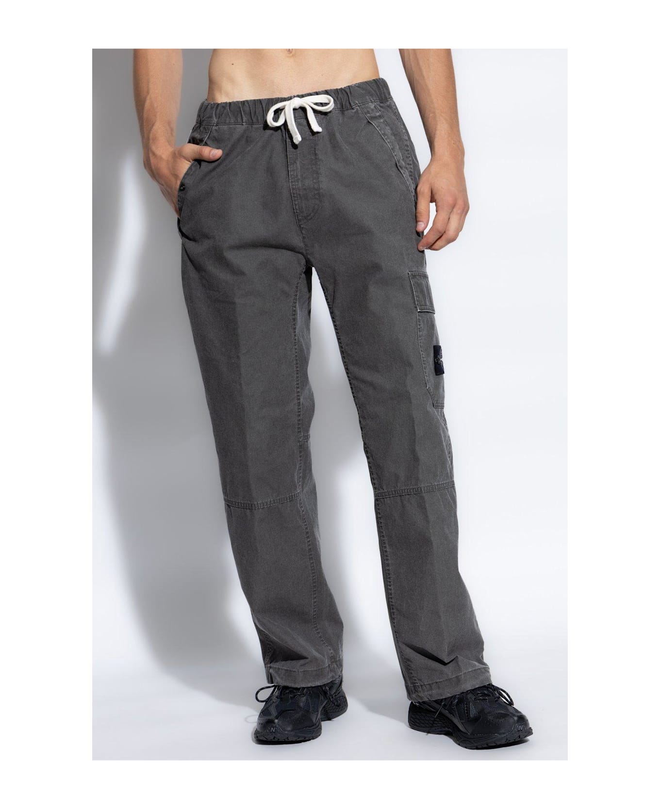 Stone Island Logo Patch Drawstring Pants - GREY