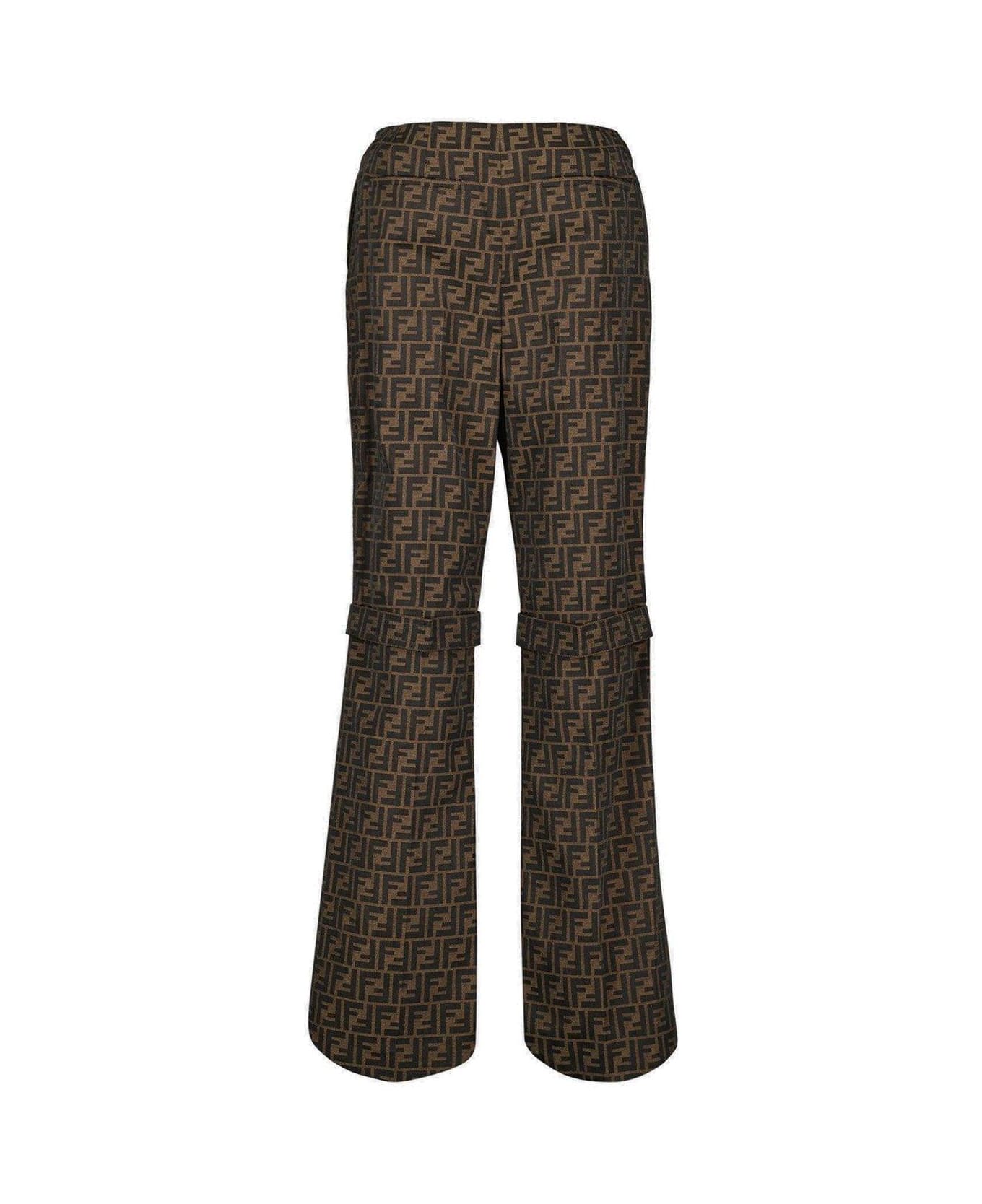 Fendi Ff Motif Straight-leg Trousers - Marrone