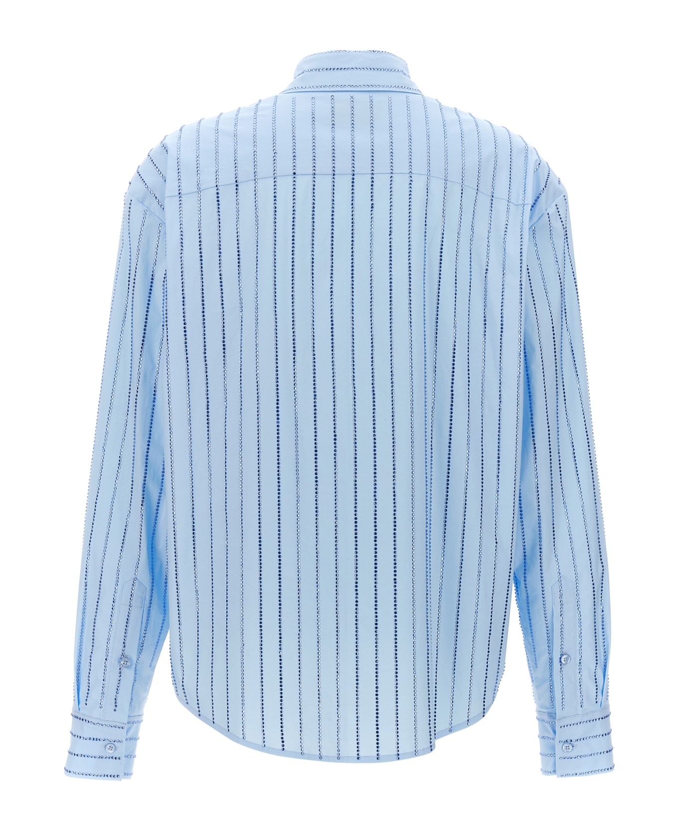Giuseppe di Morabito Rhinestone Striped Shirt - Clear Blue