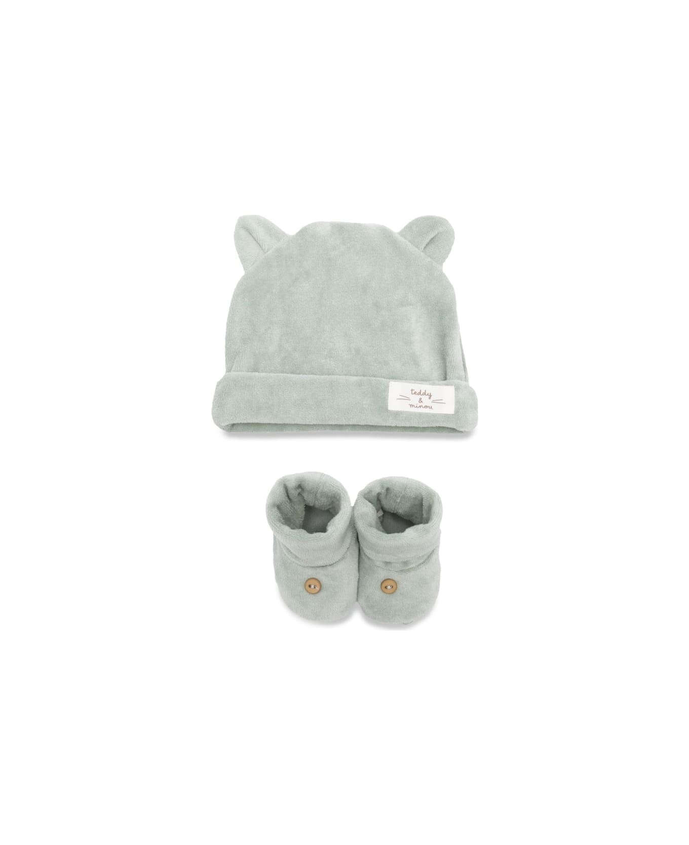 Teddy & Minou Hat And Booties - GREEN