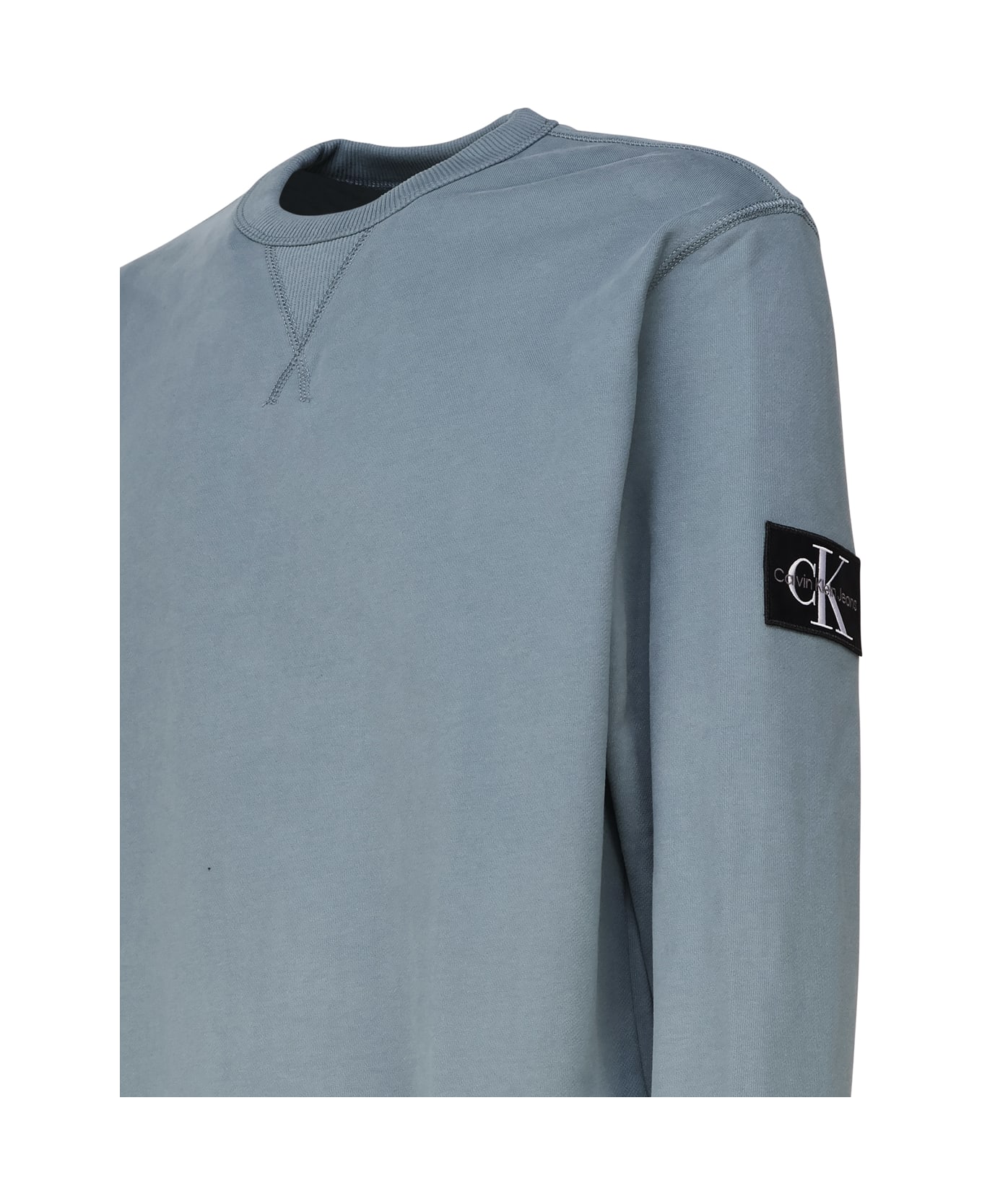 Calvin Klein Sweatshirt With Monogram Terry Badge - Blue