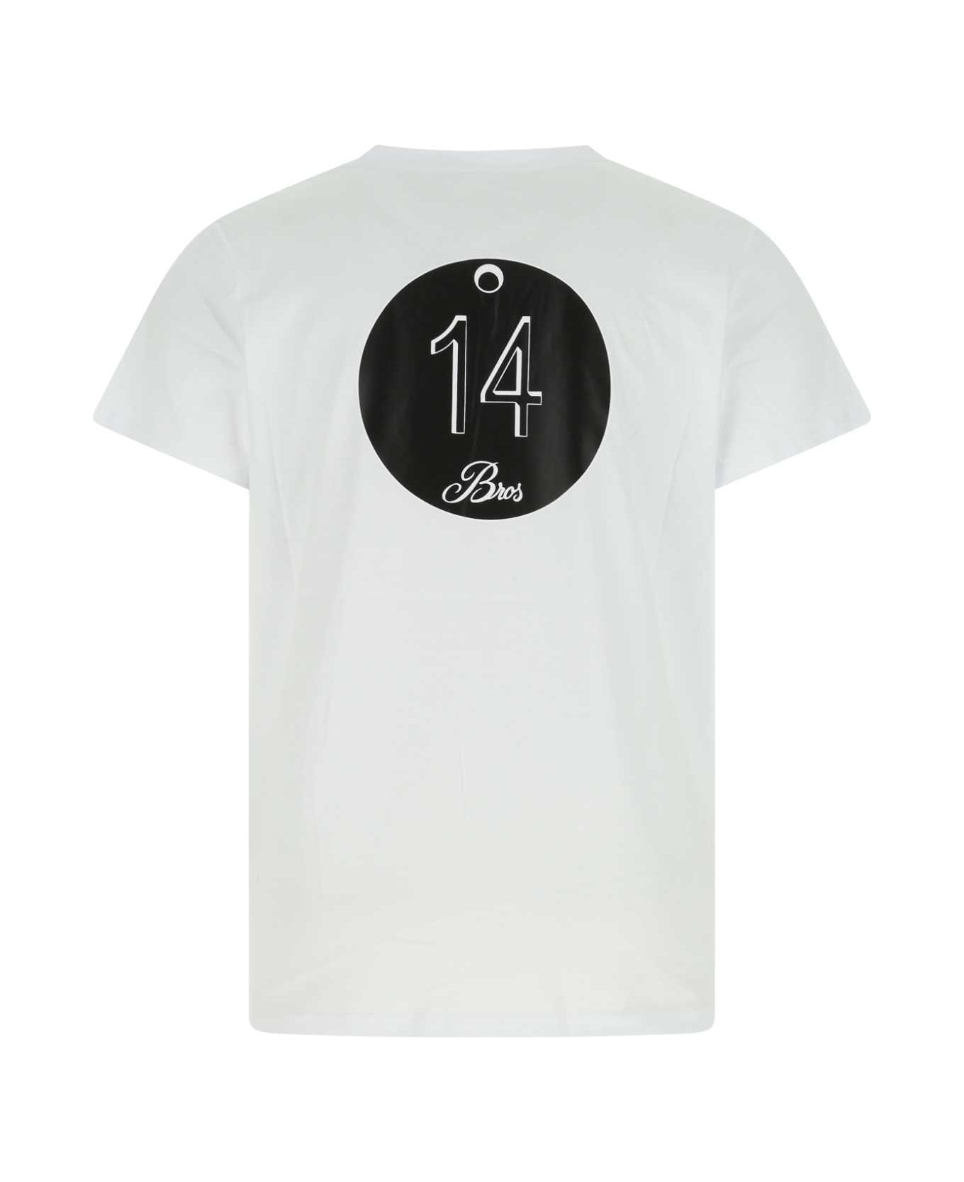 14 Bros White Cotton T-shirt - 001 シャツ