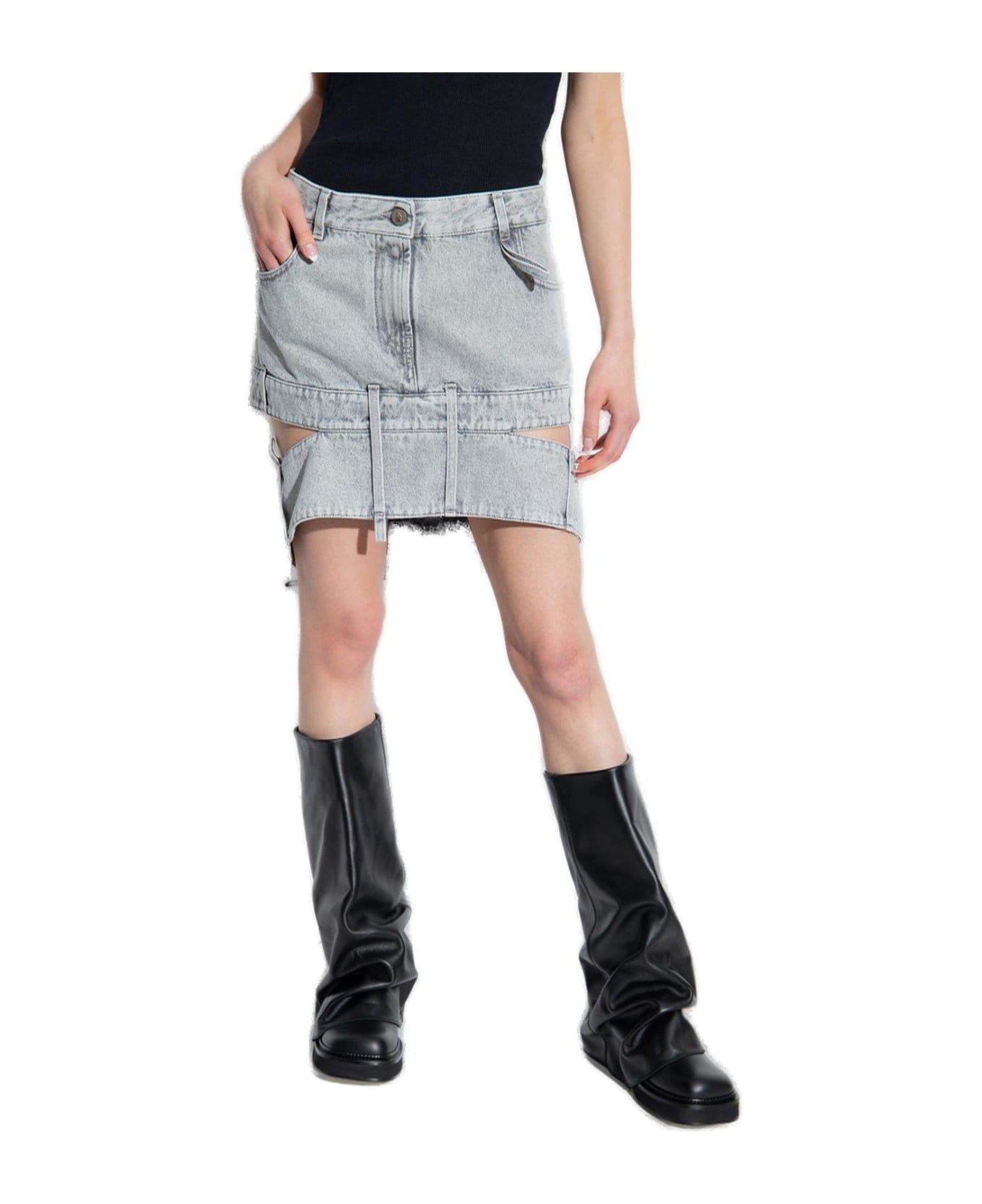 The Attico Cut-out Mini Denim Skirt - GREY スカート