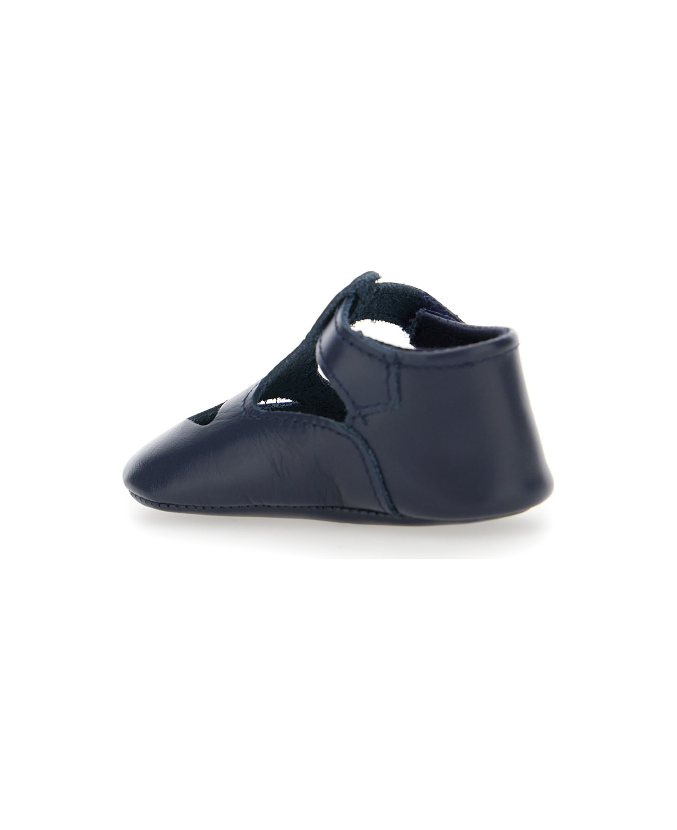 Il Gufo Blue Ballet Shoes With Cut-out On The Front And Touch-strap Closure In Leather Baby - Blu