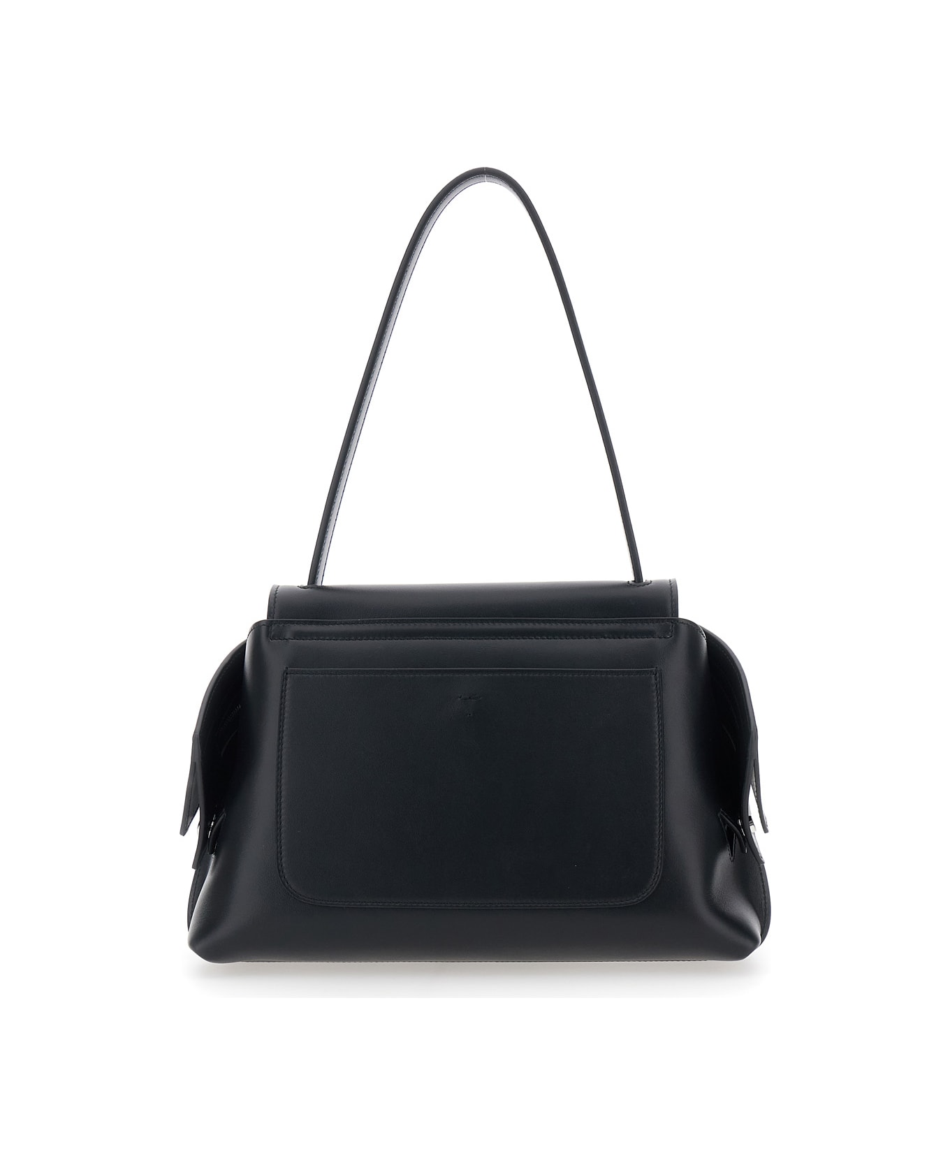 Tod
s Black Shoulder Bag With Top Handle And Embossed Logo On The Front In Leather Woman - Black