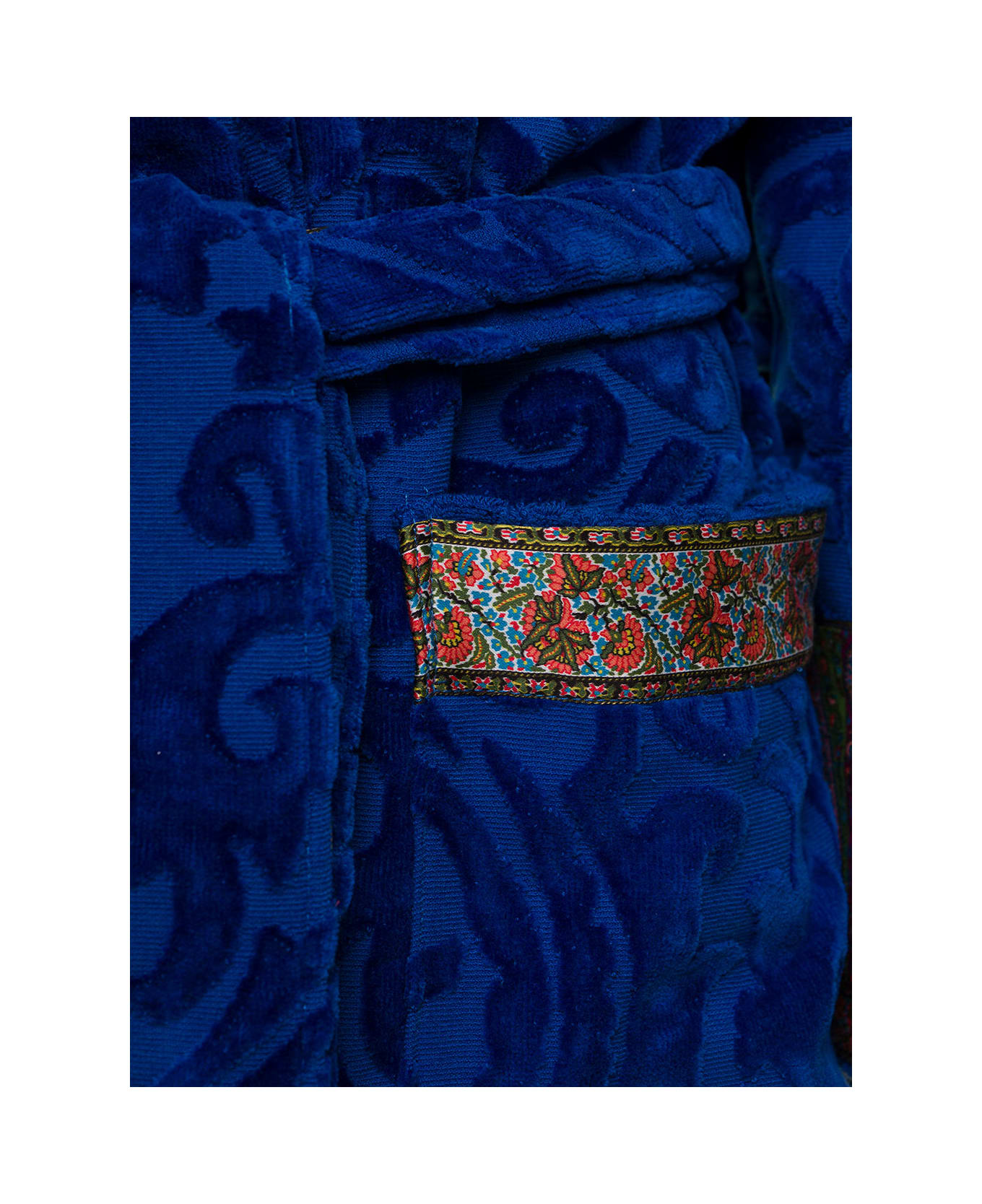 Etro 'new Tradition' Blue Hooded Bath Robe With Ornamental Print Etro Home - Blu 水着