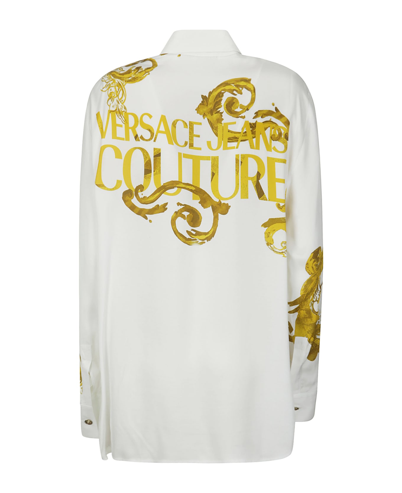 Versace Jeans Couture Barocco Printed Long-sleeved Shirt - WHITE/GOLD