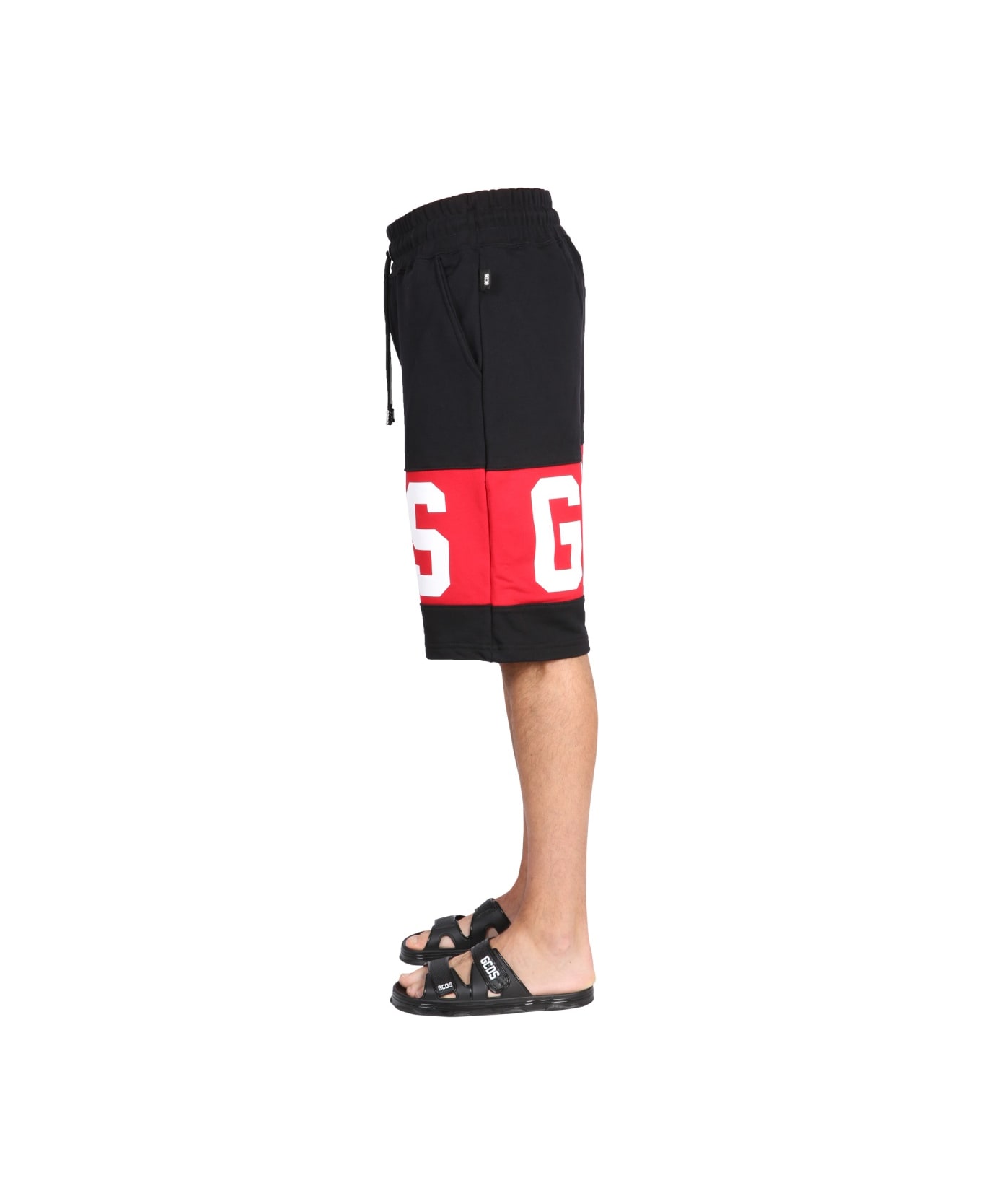 GCDS Bermuda Shorts With Logo Band - BLACK