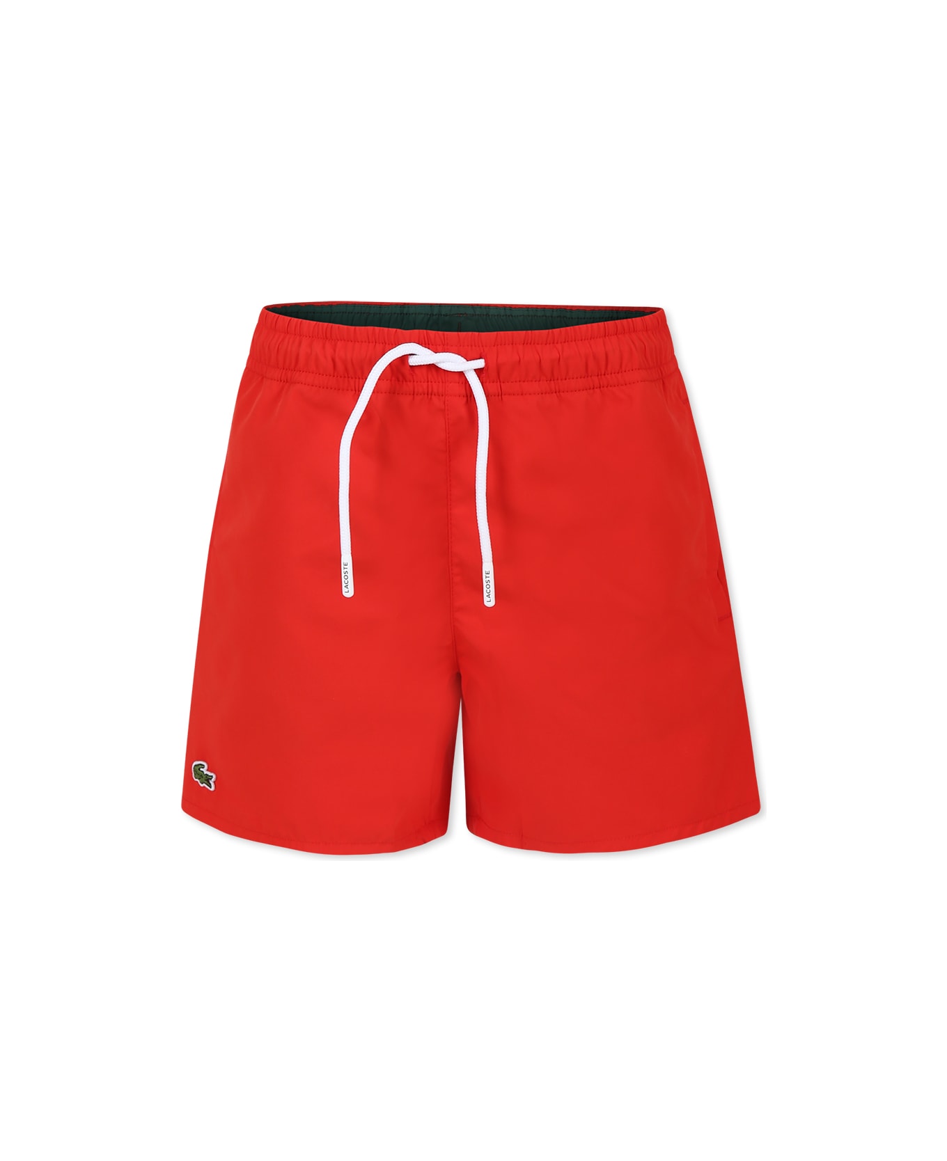 Lacoste Red Swim Shorts For Boy With Crocodile - Red