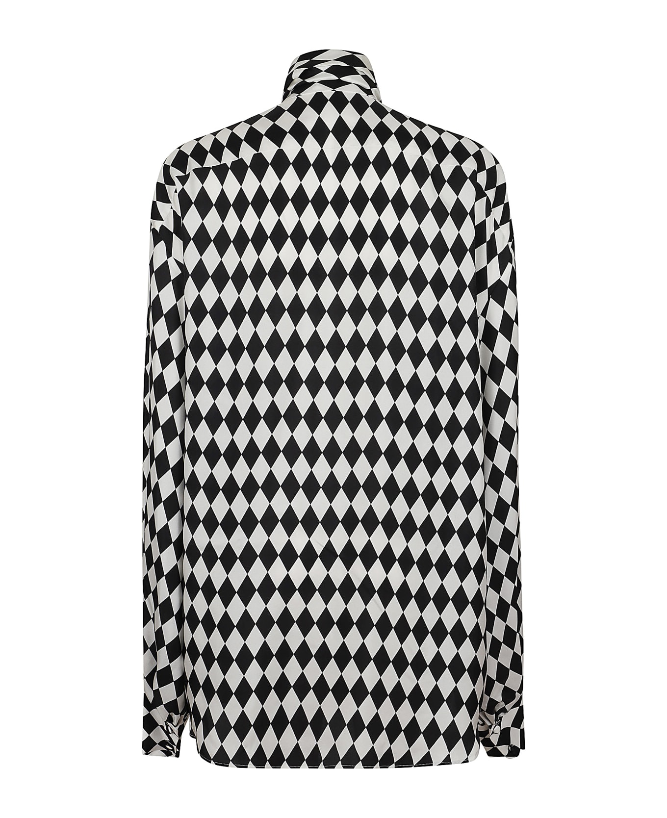 Balmain Geometric Patterned Satin Shirt - Gab Blanc Noir