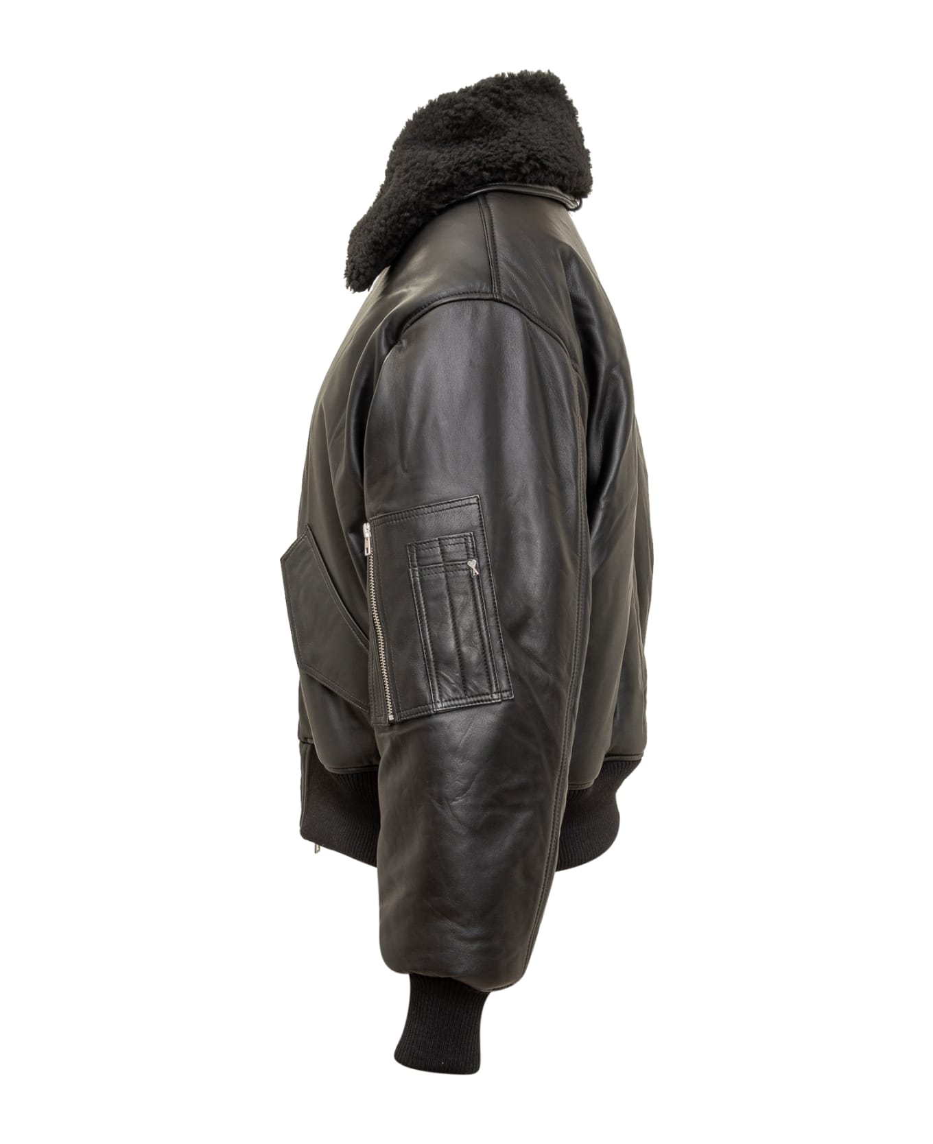 Ami Alexandre Mattiussi Leather Jacket - BLACK