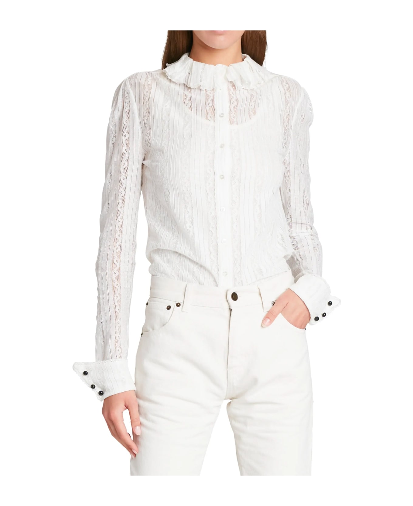 Saint Laurent Embroidered Blouse - White