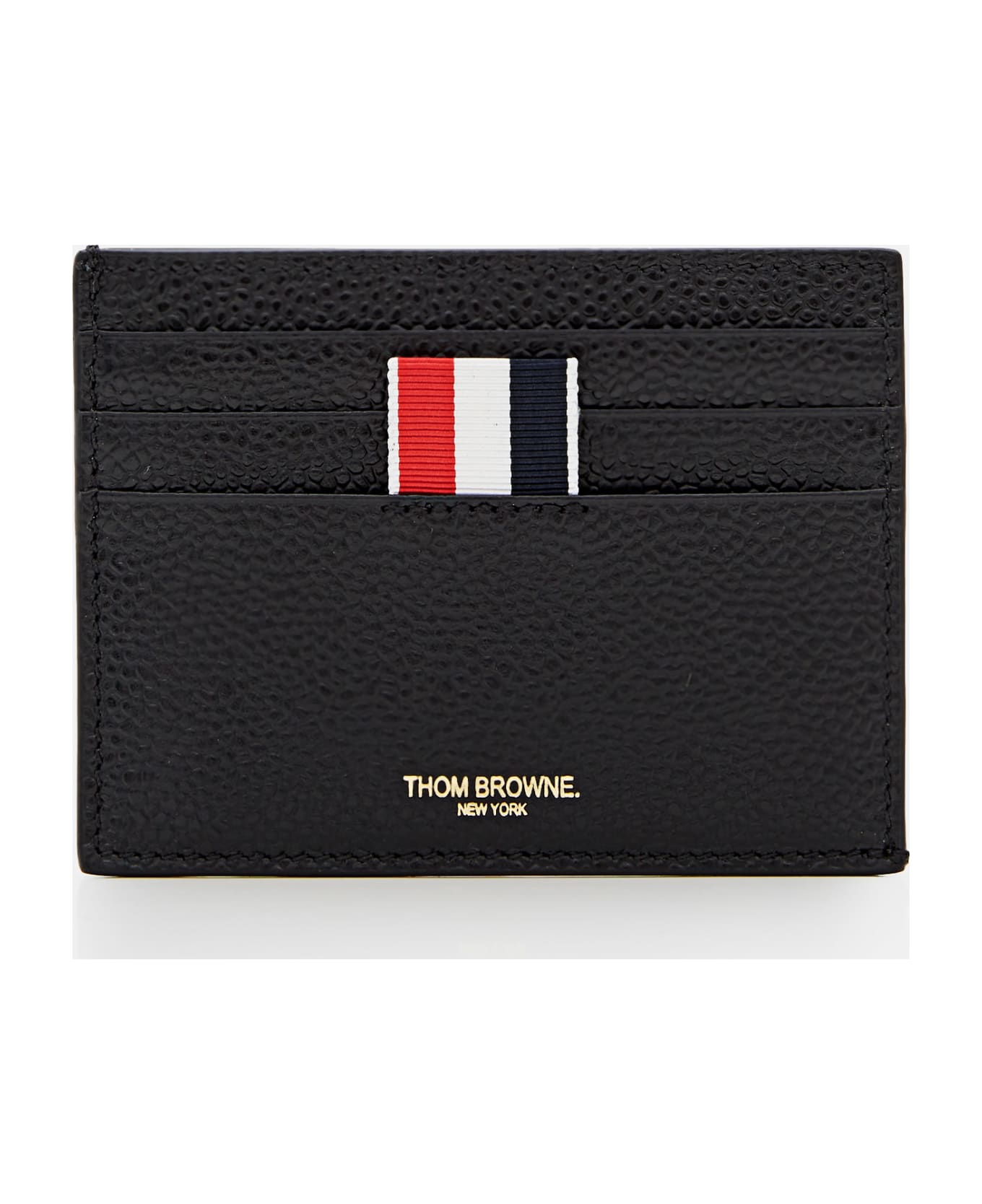 Thom Browne Black Pebble Grain Leather Cardholder - Black