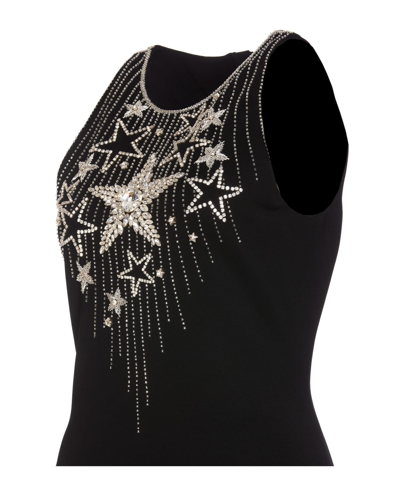 Balmain Falling Stars Embroidered Halterneck Mini Dress - Black