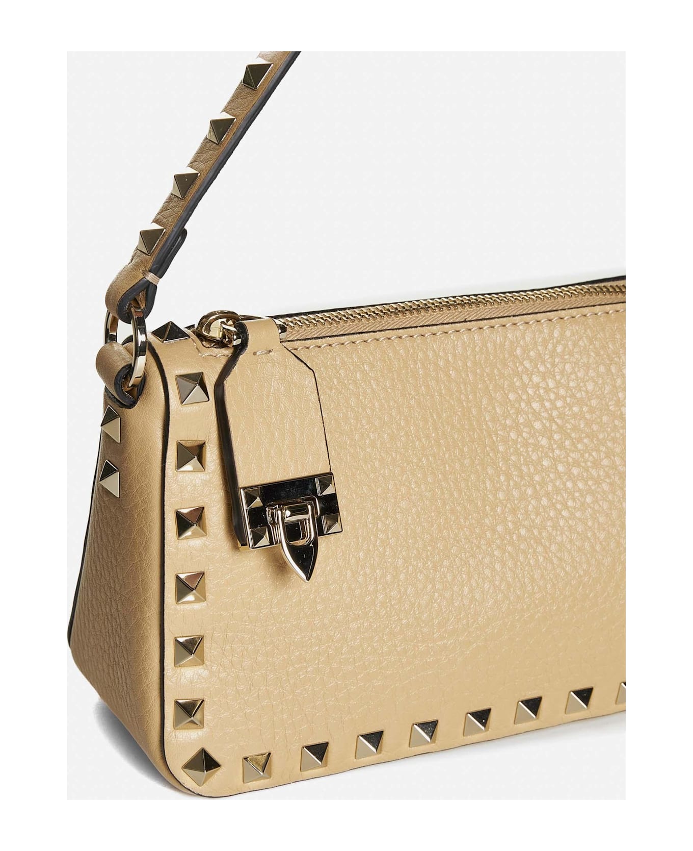 Valentino Garavani Rockstud Leather Small Bag - Beige