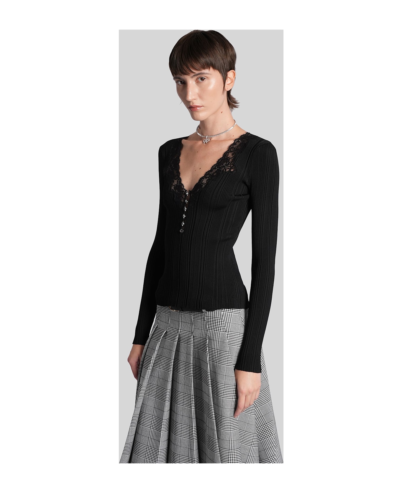 self-portrait Topwear In Black Viscose - black