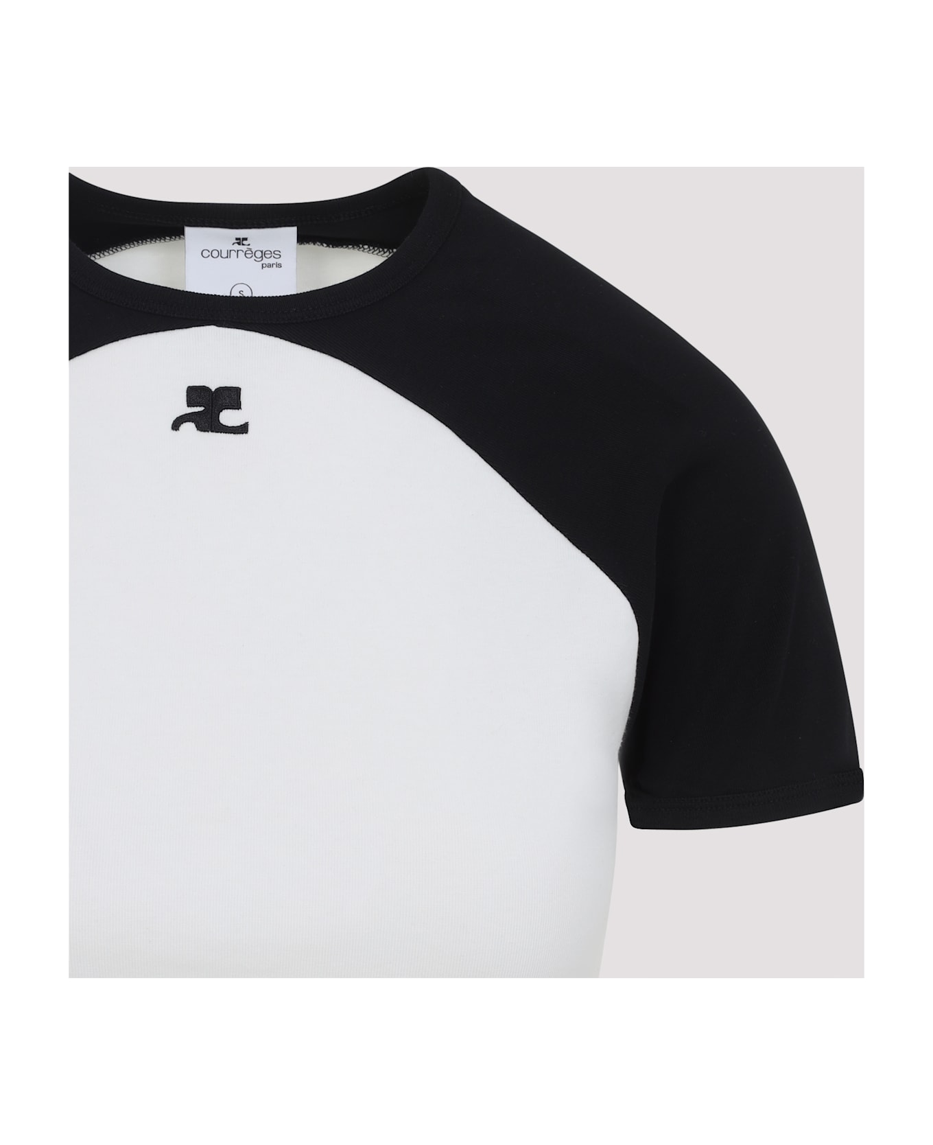 Courrèges Circle Contrast T-shirt - Heritage White Black